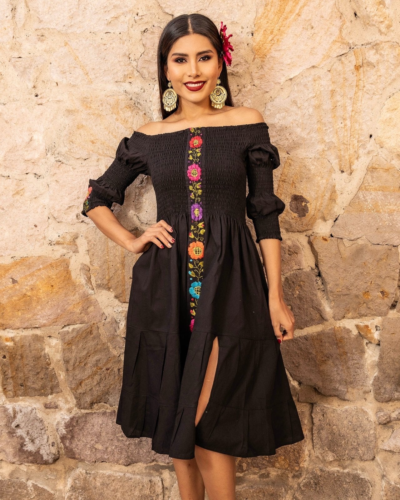 Damaris Floral Dress. Mexican Artisanal Flower Dress. Formal Dress. Latina Style. Damaris Floral Dress. Mexican Artisanal Flower Dress. Formal Dress. Latina Style.