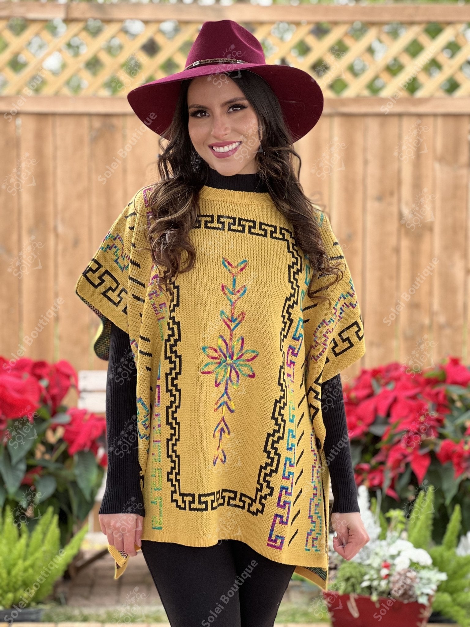 Artisanal Mexican Knit Poncho. Ethnic Style Poncho. Gaban Grecia. - Solei Store