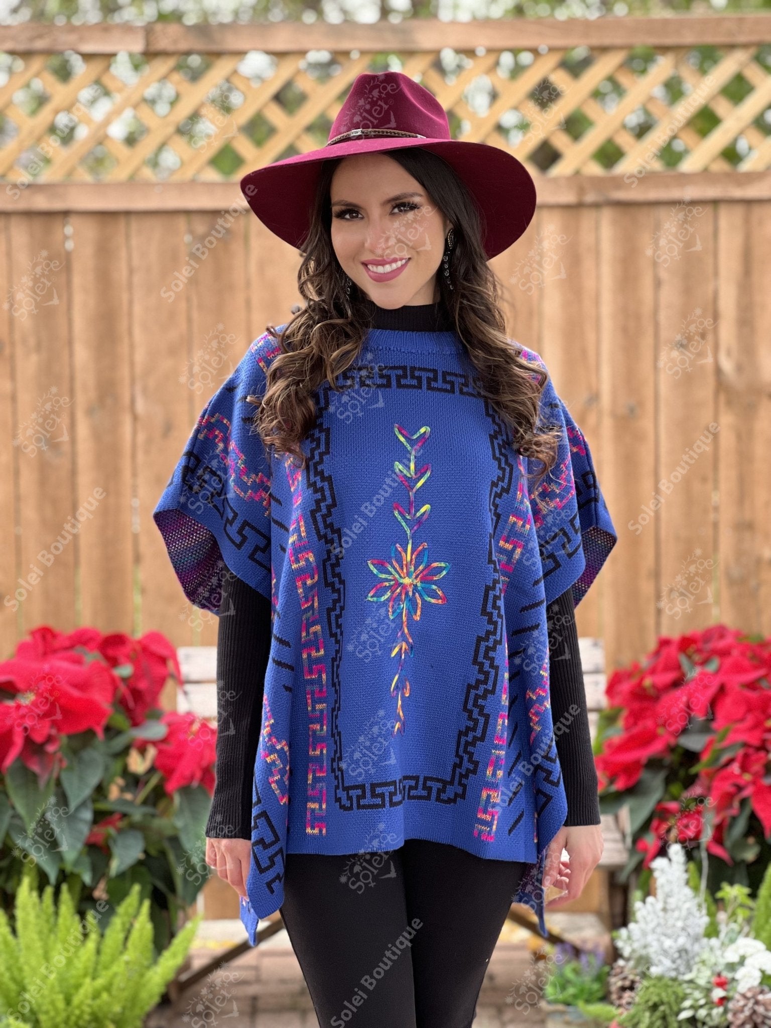 Artisanal Mexican Knit Poncho. Ethnic Style Poncho. Gaban Grecia. - Solei Store