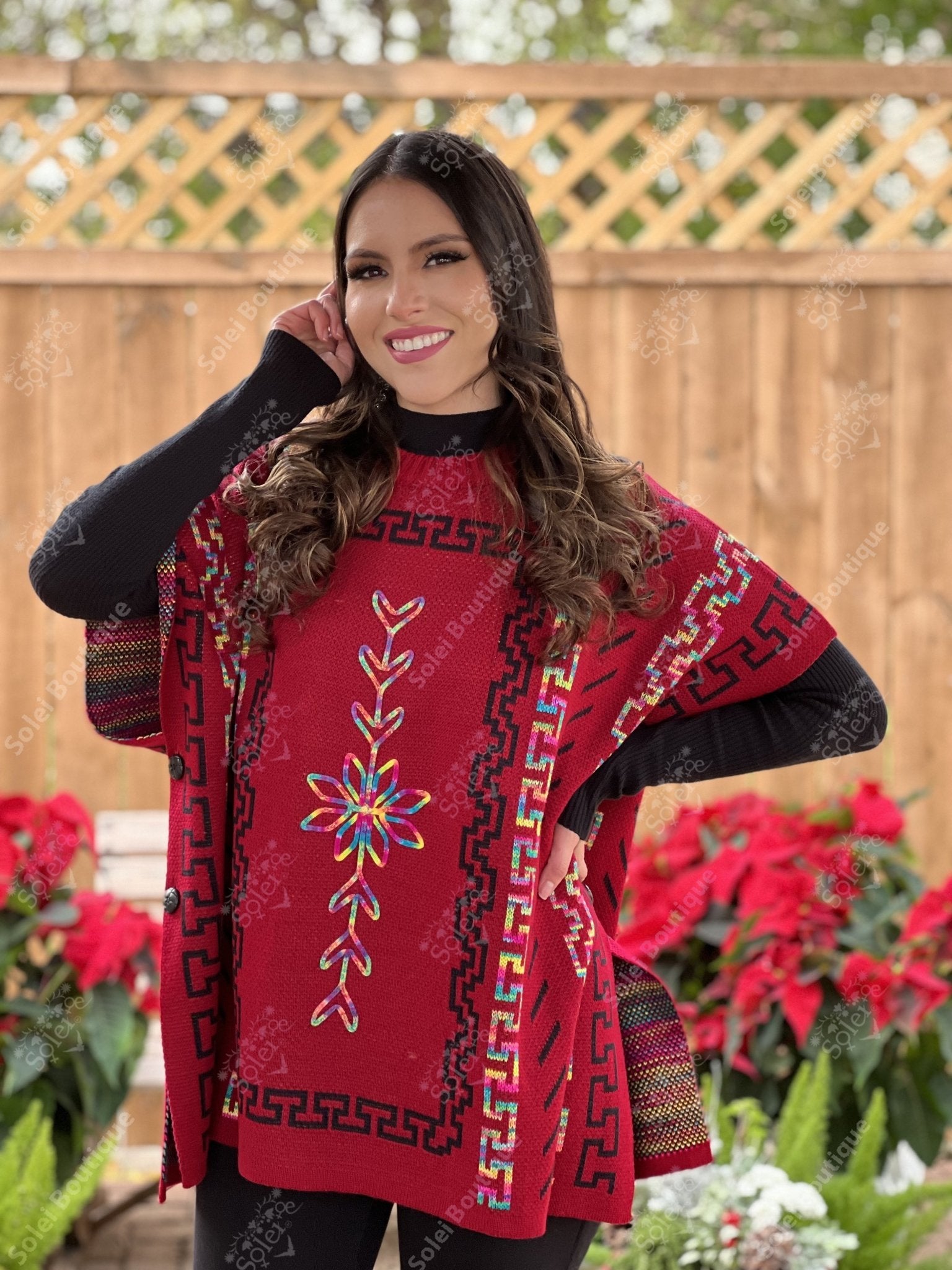 Artisanal Mexican Knit Poncho. Ethnic Style Poncho. Gaban Grecia. - Solei Store