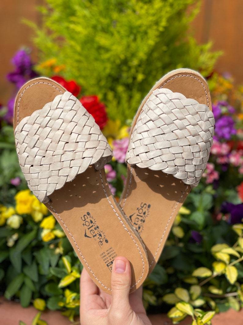 Artisanal Mexican Open Toe Leather Sandal. Huarache Viviana - Solei Store