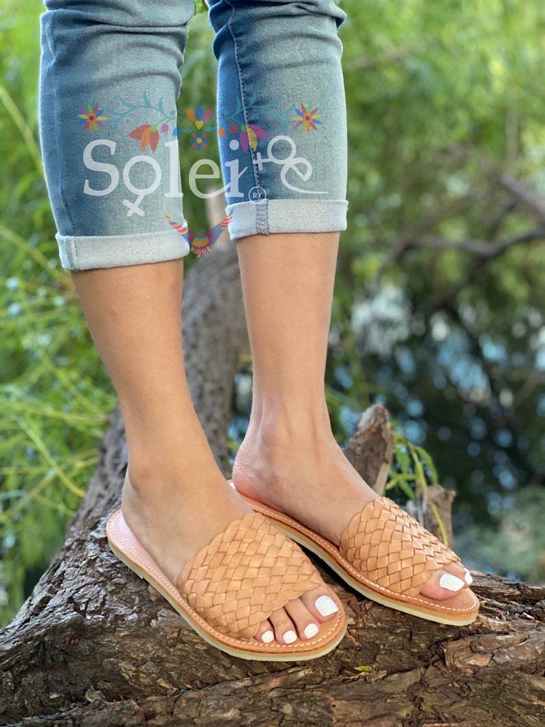 Artisanal Mexican Open Toe Leather Sandal. Huarache Viviana - Solei Store