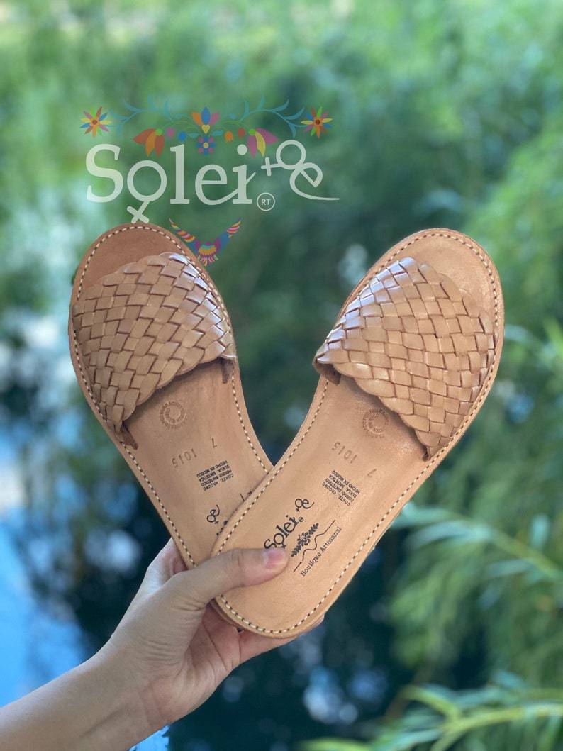 Artisanal Mexican Open Toe Leather Sandal. Huarache Viviana - Solei Store