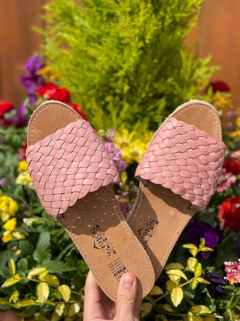 Artisanal Mexican Open Toe Leather Sandal. Huarache Viviana - Solei Store