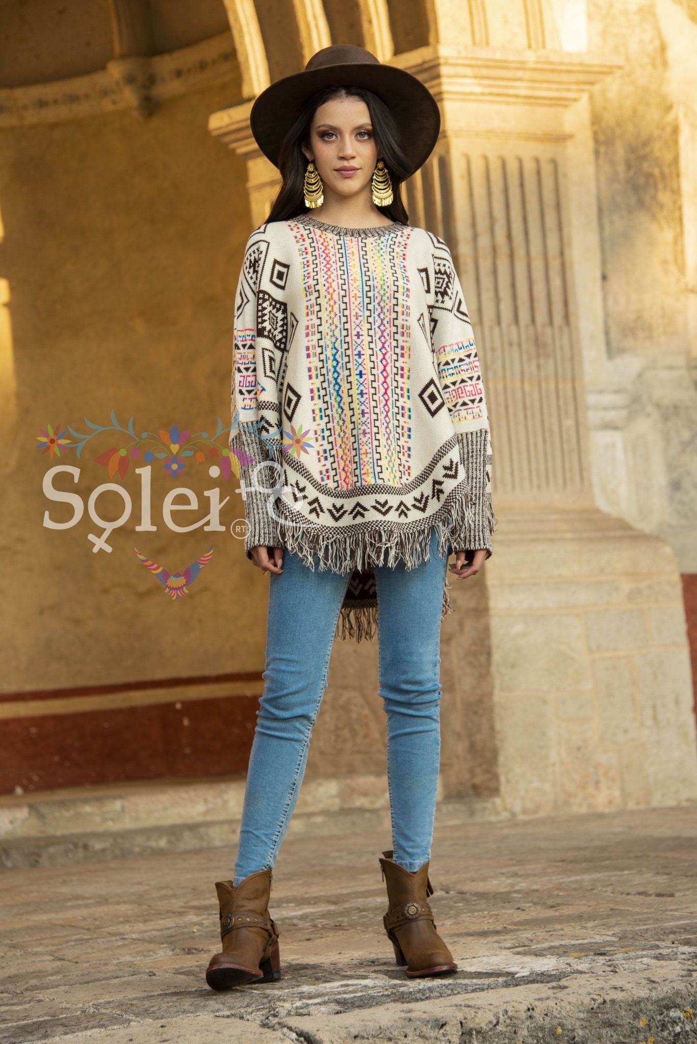 Artisanal Mexican Poncho. Capa Alejandra. - Solei Store