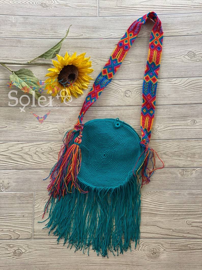 Artisanal Mexican Round Tassel Bag. Christina Crossbody - Solei Store