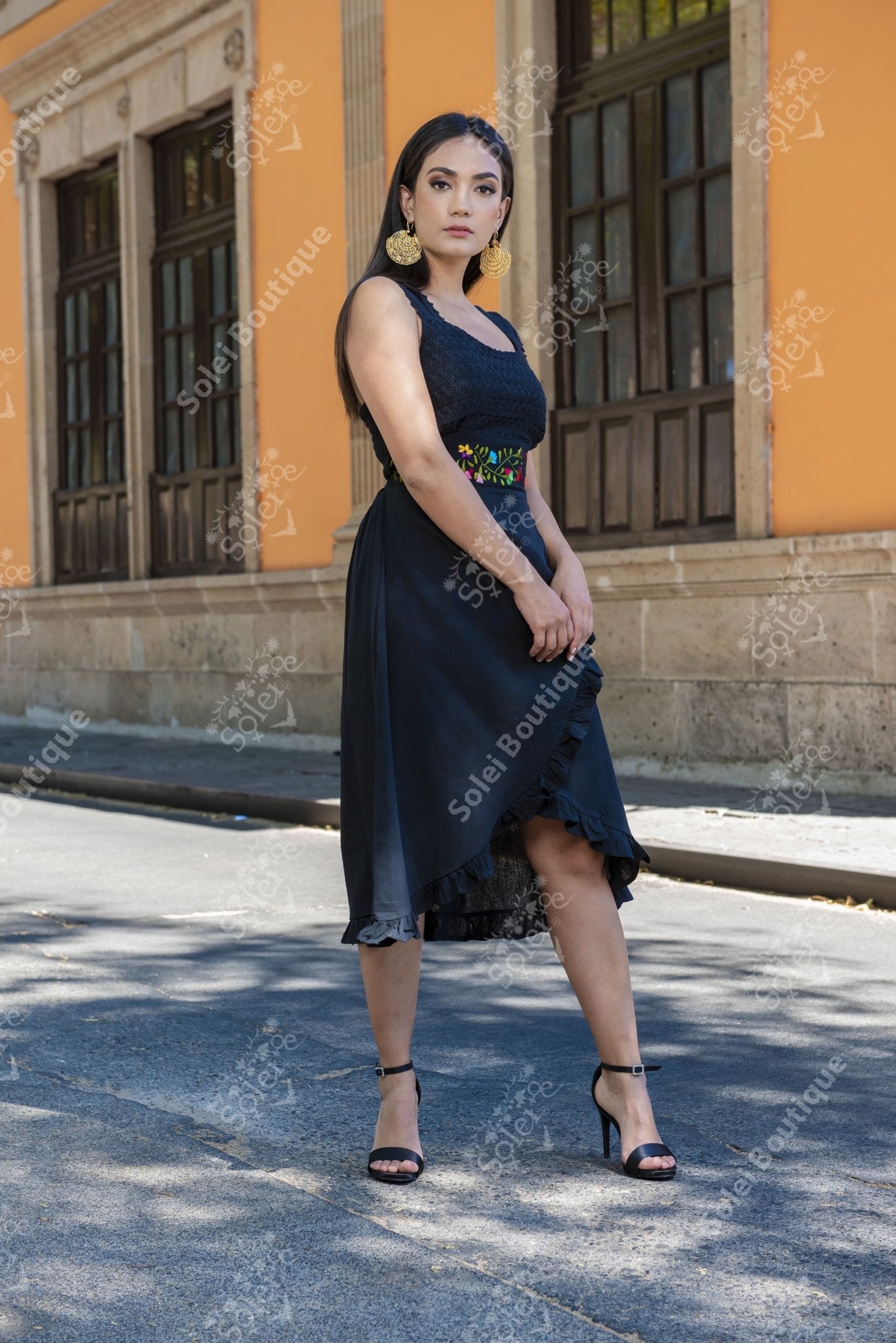 Artisanal Mexican Ruffle Dress. Adelayda Dress. - Solei Store