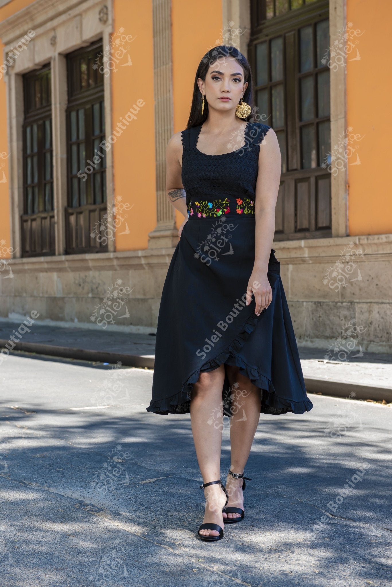 Artisanal Mexican Ruffle Dress. Adelayda Dress. - Solei Store