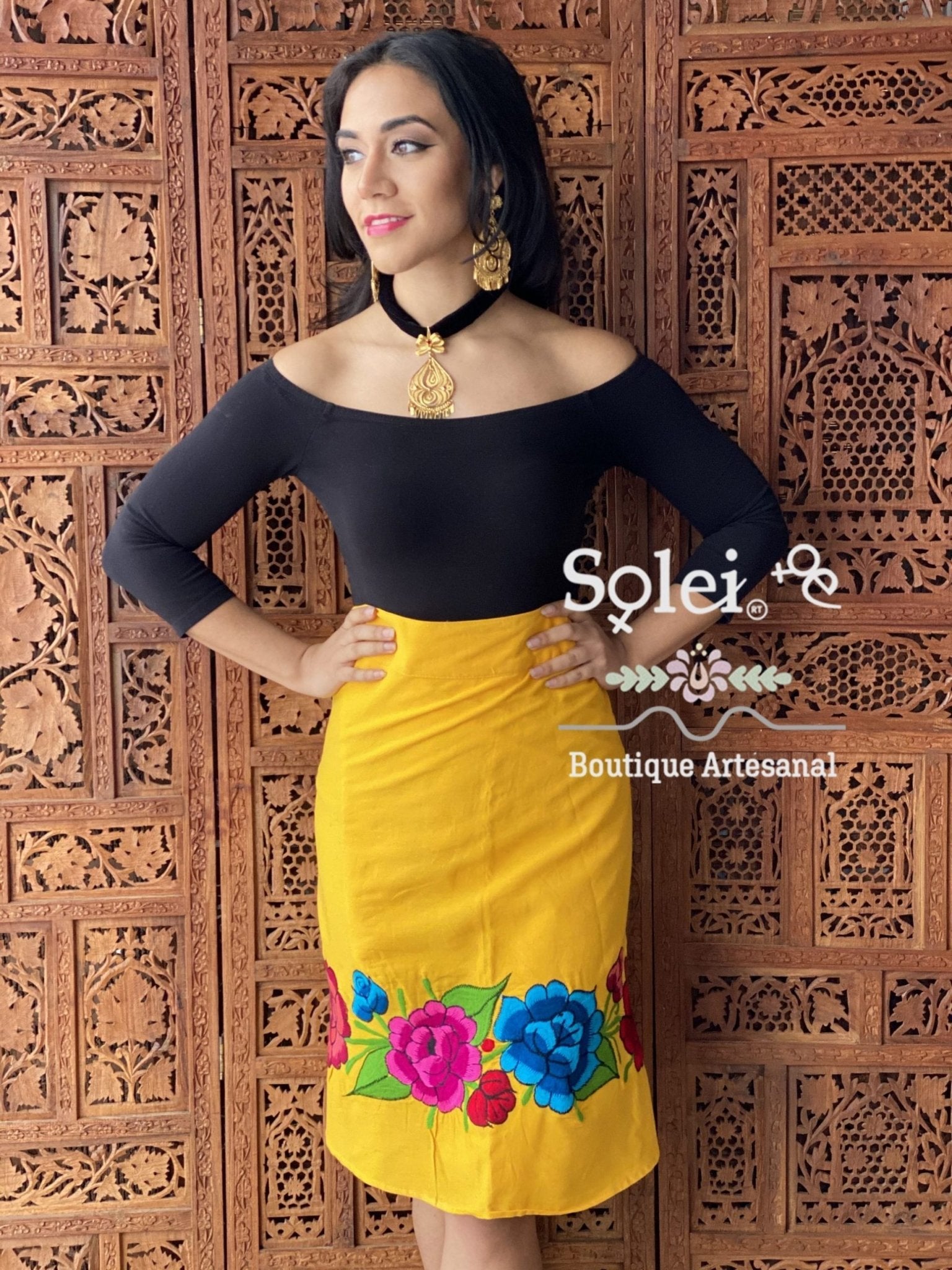 Barbara Corta A-line Wrap Midi Skirt - Solei Store