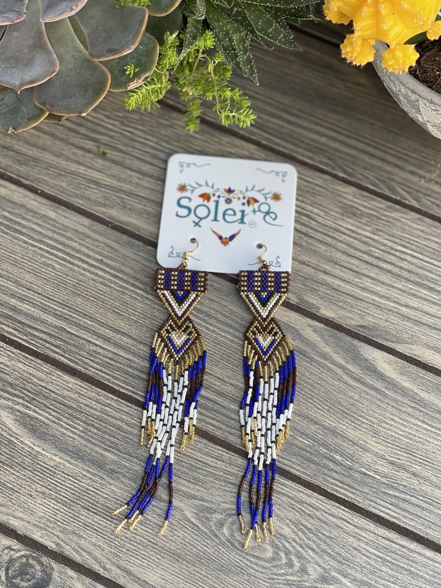 Beaded Artisanal Ethnic Earrings. Traditional Mexican Earrings. Arete Naomi - Solei Store