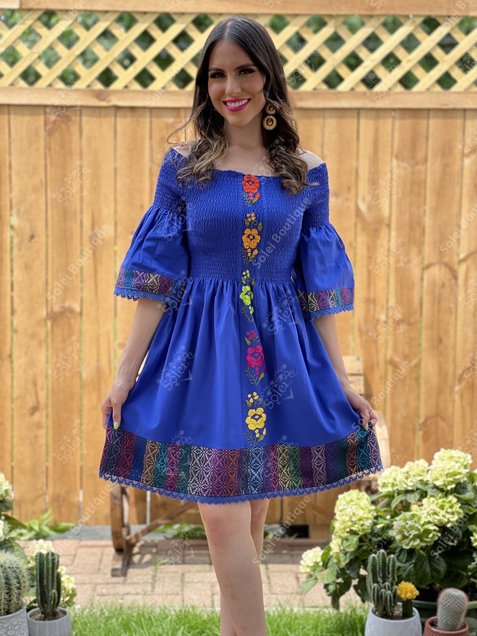 Bell Sleeve Embroidered Mexican Dress - Solei Store