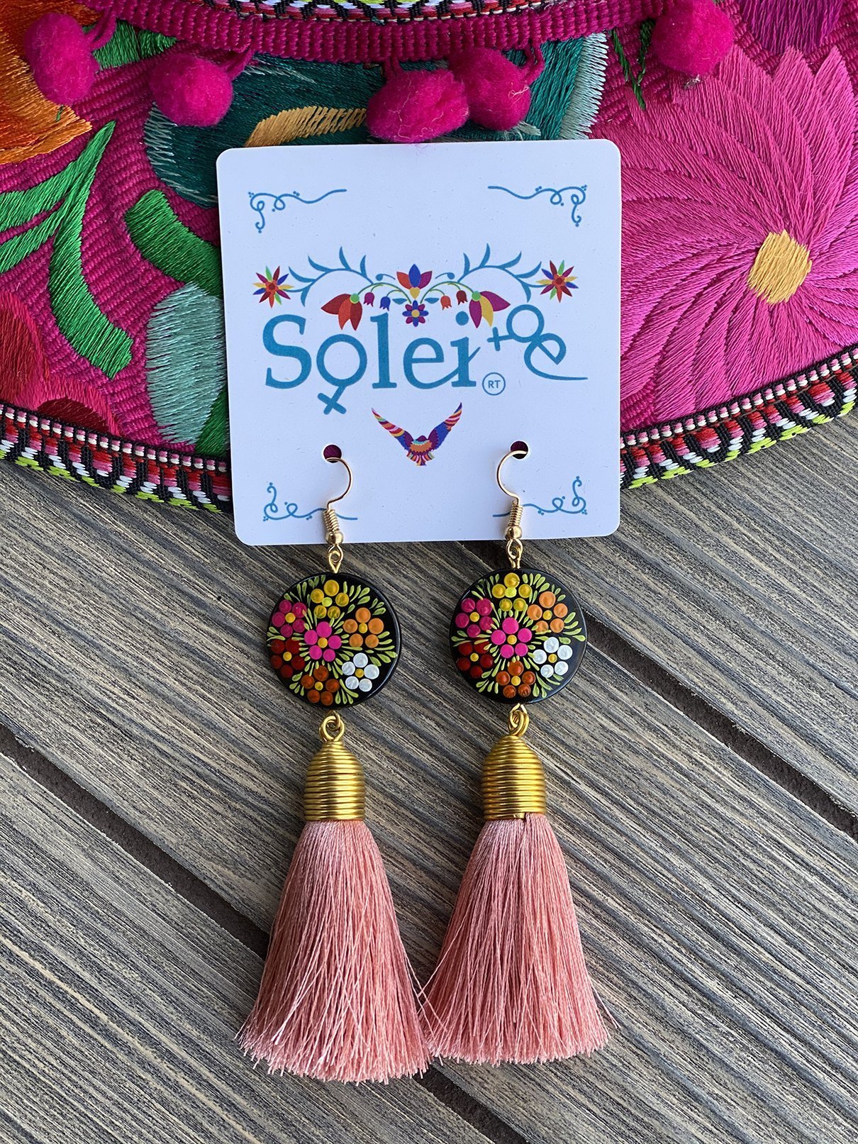 Borlas Hand Painted Earrings Tassel drop - Solei Store