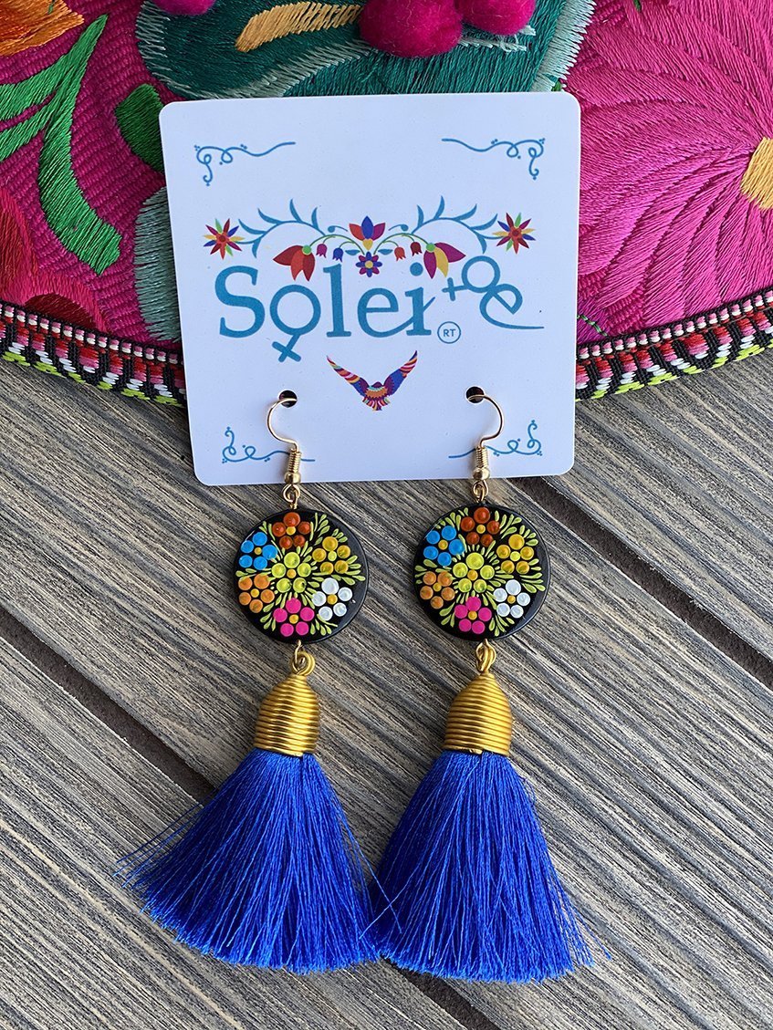 Borlas Hand Painted Earrings Tassel drop - Solei Store