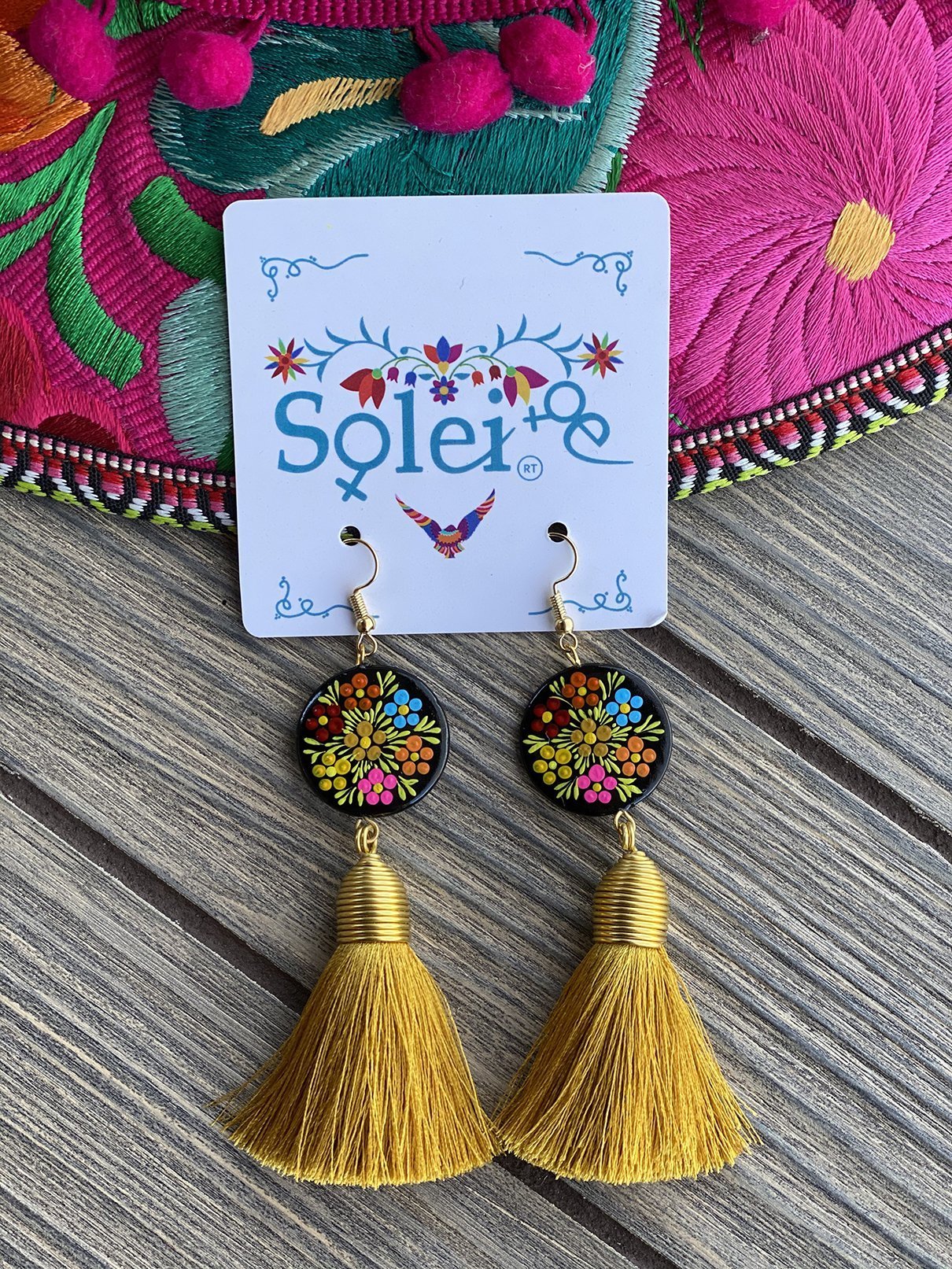 Borlas Hand Painted Earrings Tassel drop - Solei Store