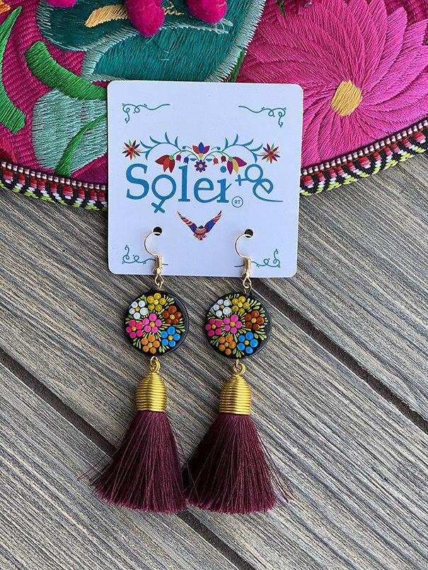 Borlas Hand Painted Earrings Tassel drop - Solei Store