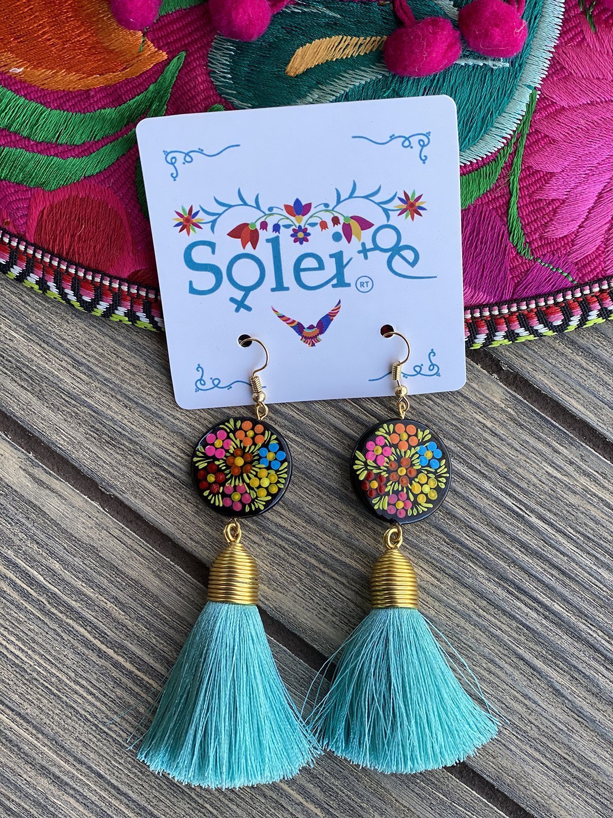 Borlas Hand Painted Earrings Tassel drop - Solei Store