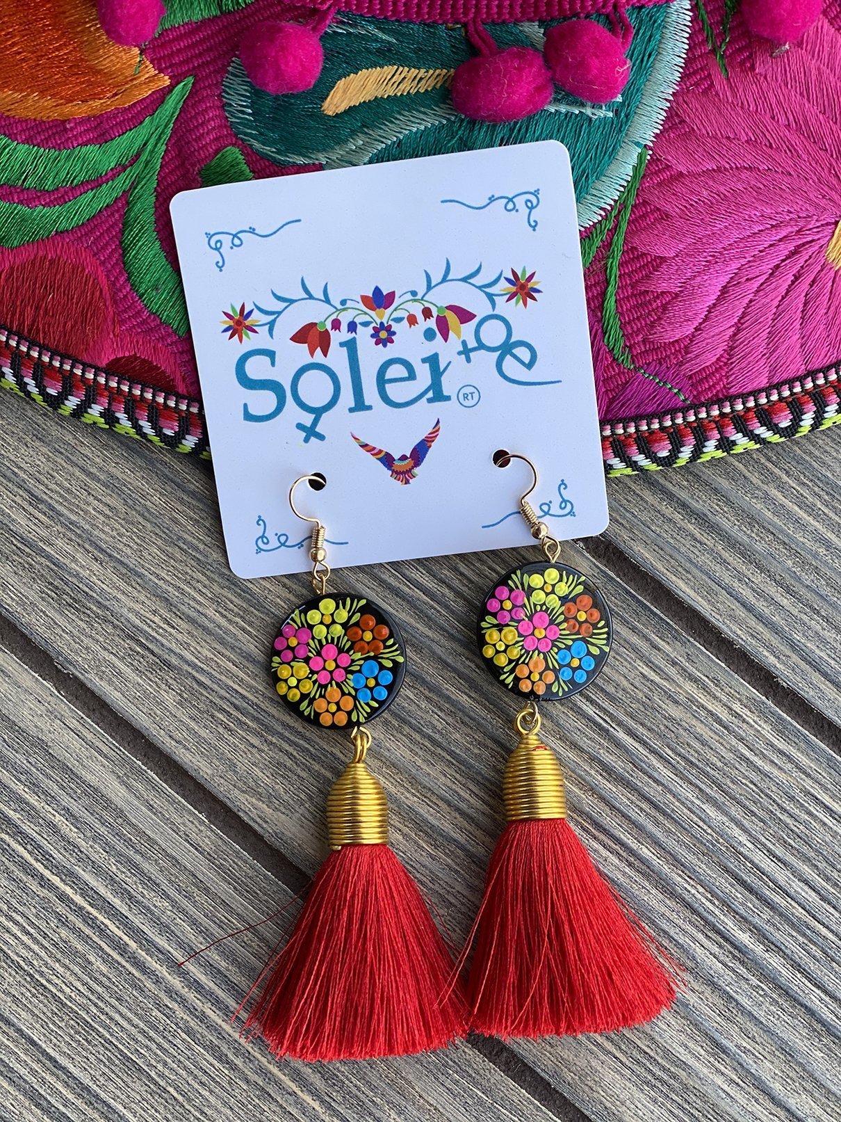 Borlas Hand Painted Earrings Tassel drop - Solei Store