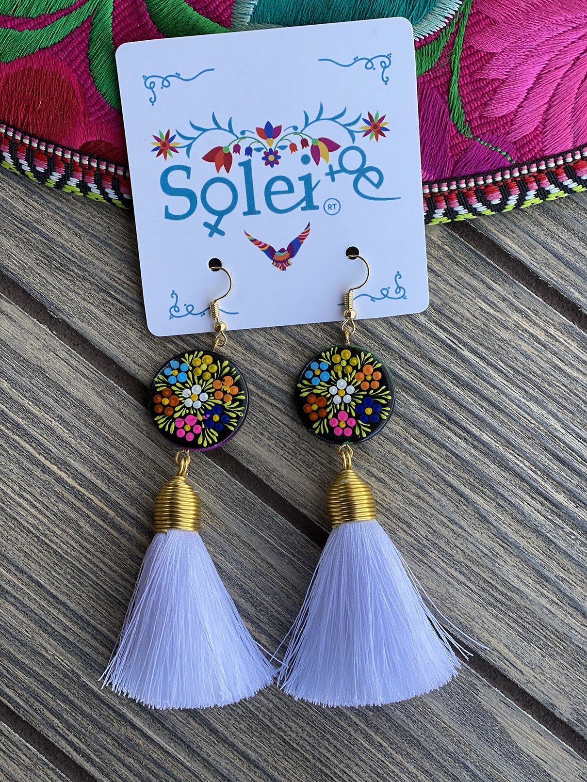 Borlas Hand Painted Earrings Tassel drop - Solei Store