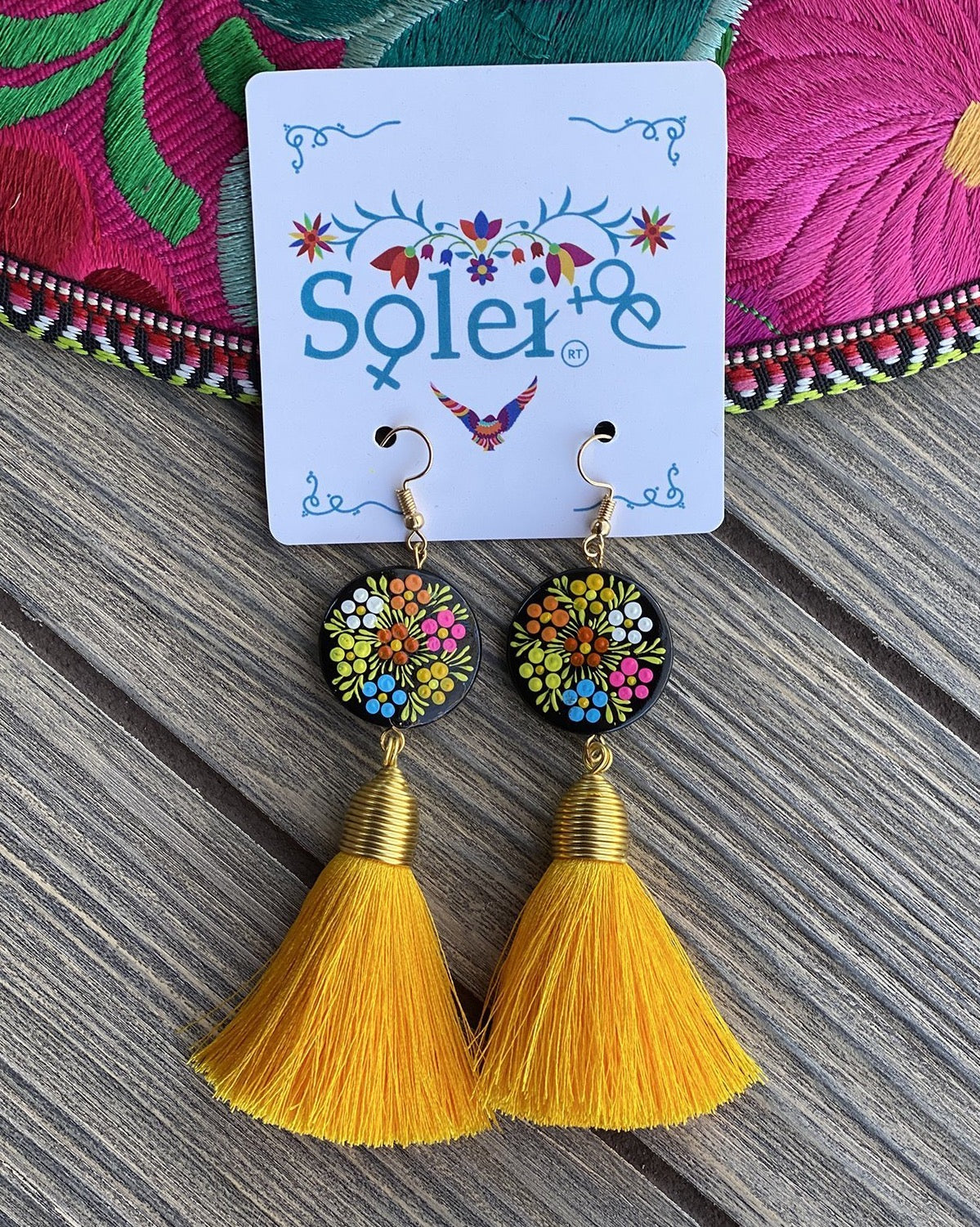 Borlas Hand Painted Earrings Tassel drop - Solei Store
