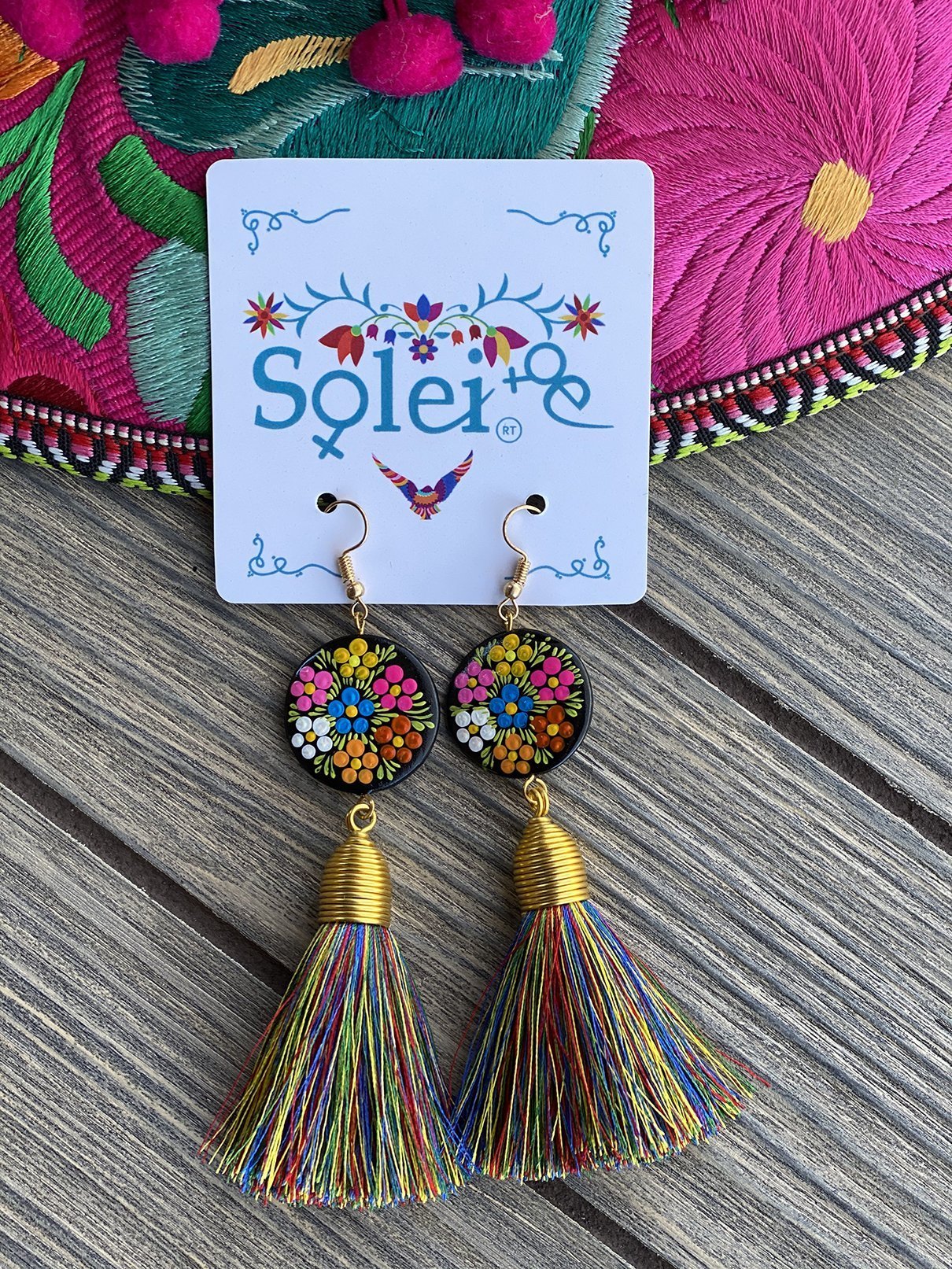 Borlas Hand Painted Earrings Tassel drop - Solei Store