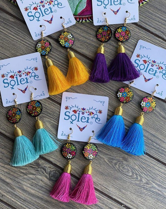 Borlas Hand Painted Earrings Tassel drop - Solei Store