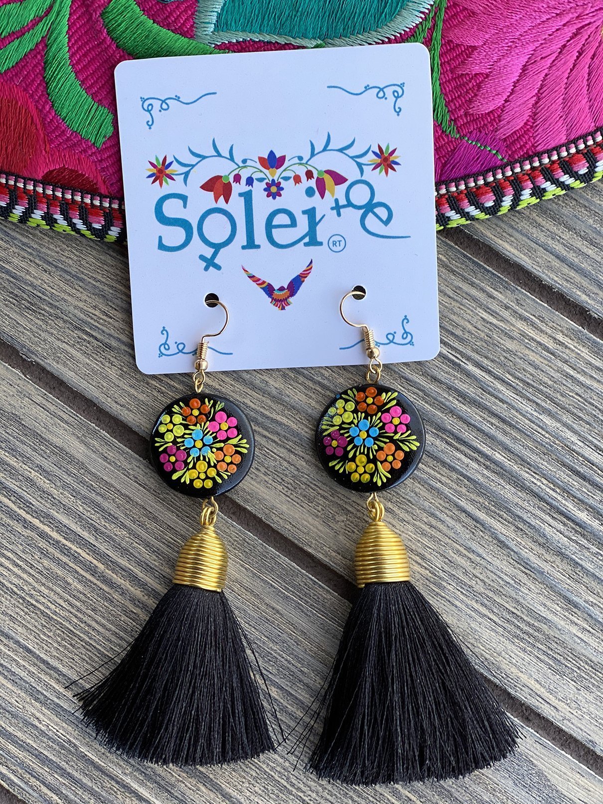 Borlas Hand Painted Earrings Tassel drop - Solei Store