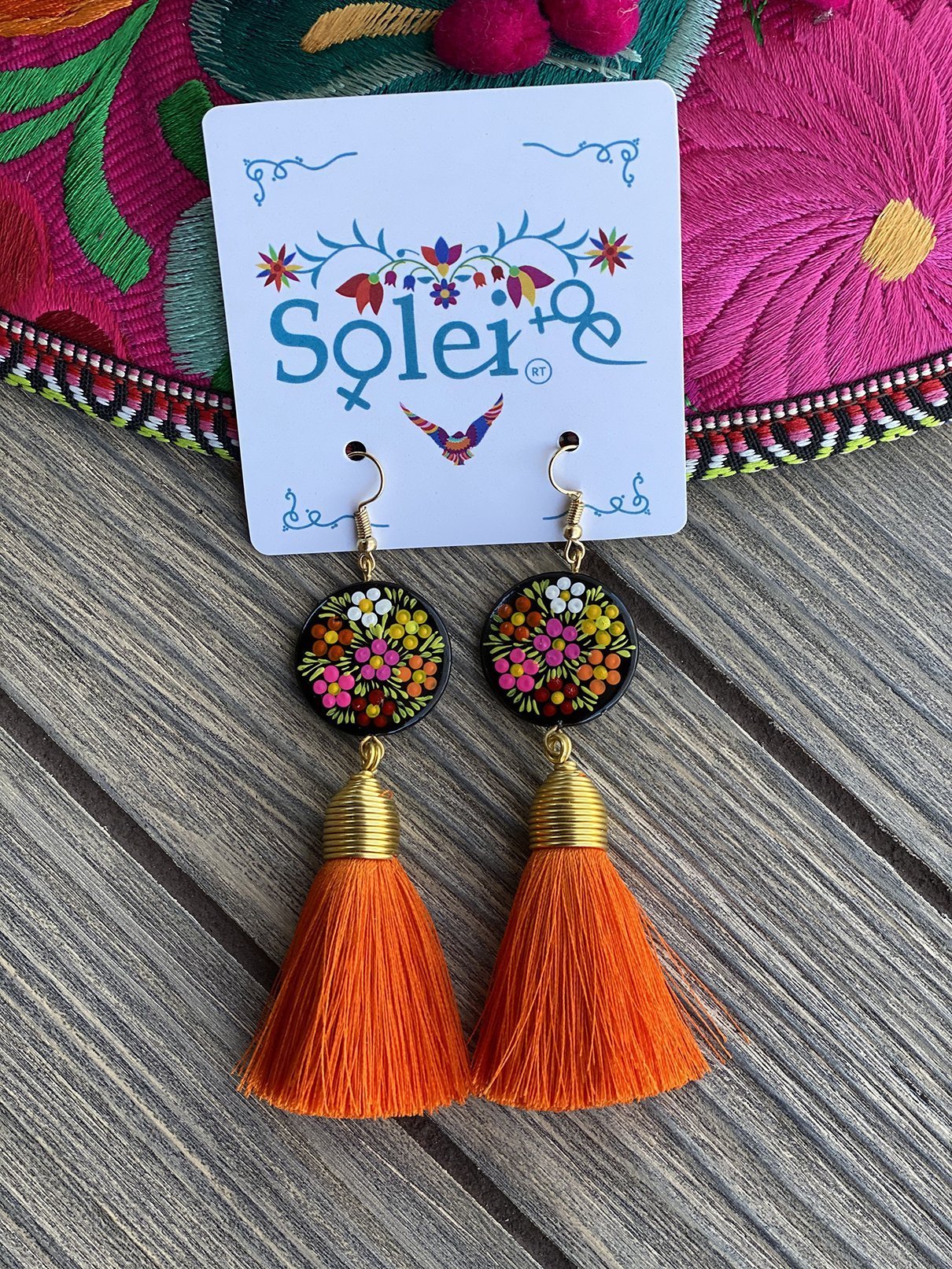 Borlas Hand Painted Earrings Tassel drop - Solei Store