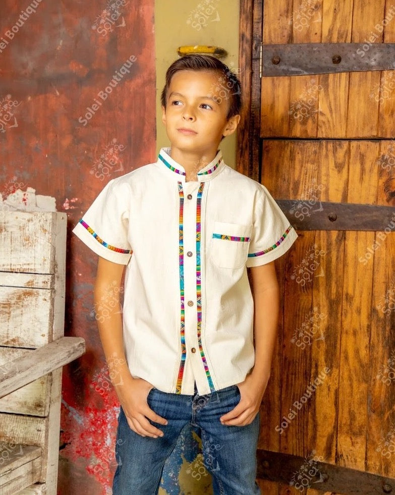 Boy's Traditional Mexican Button Up Guayabera. Traditional Guayabera - Solei Store