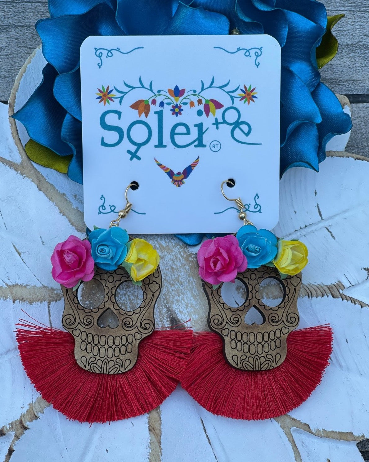 Calavera Abanico Earrings - Solei Store