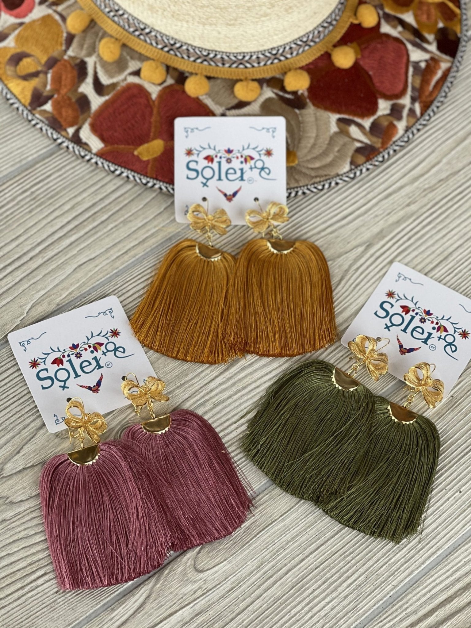 Cascada Model Filigree Tassel Drop Earrings. Colorful Mexican Earrings for Women - Solei Store