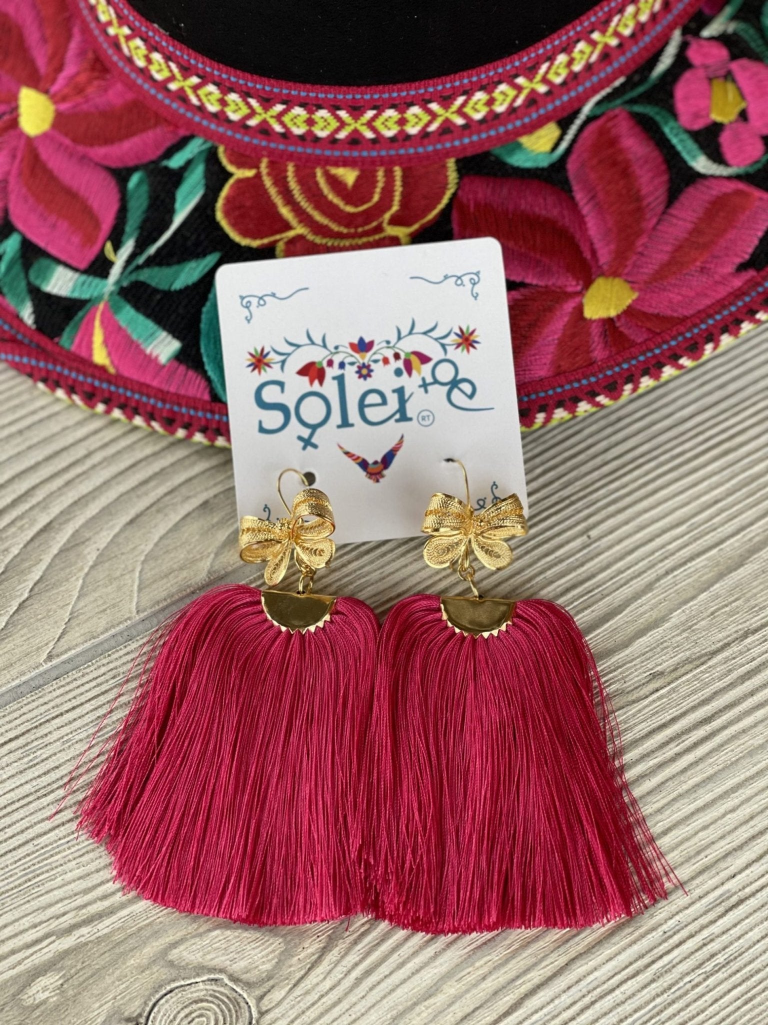 Cascada Model Filigree Tassel Drop Earrings. Colorful Mexican Earrings for Women - Solei Store