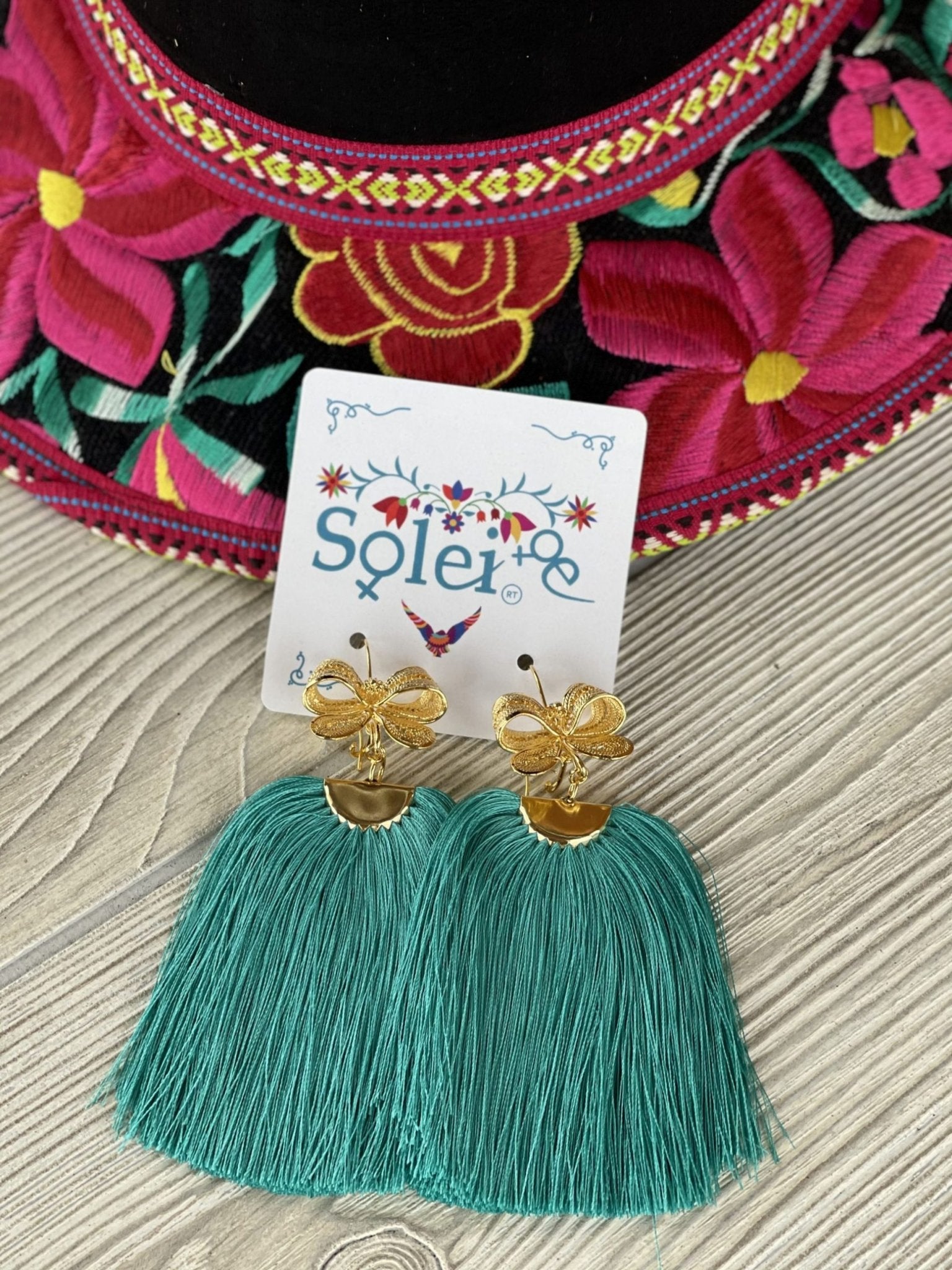 Cascada Model Filigree Tassel Drop Earrings. Colorful Mexican Earrings for Women - Solei Store