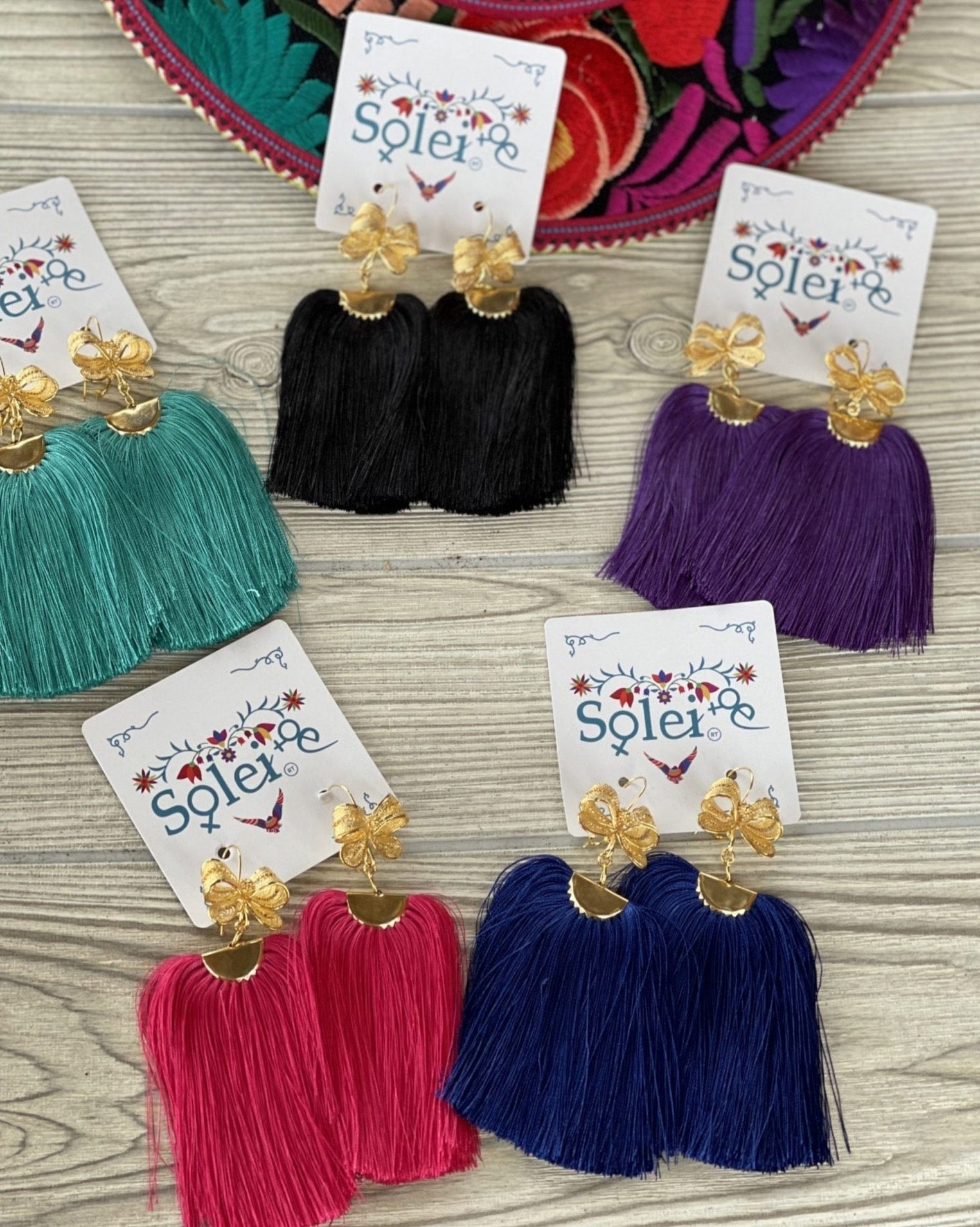 Cascada Model Filigree Tassel Drop Earrings. Colorful Mexican Earrings for Women - Solei Store