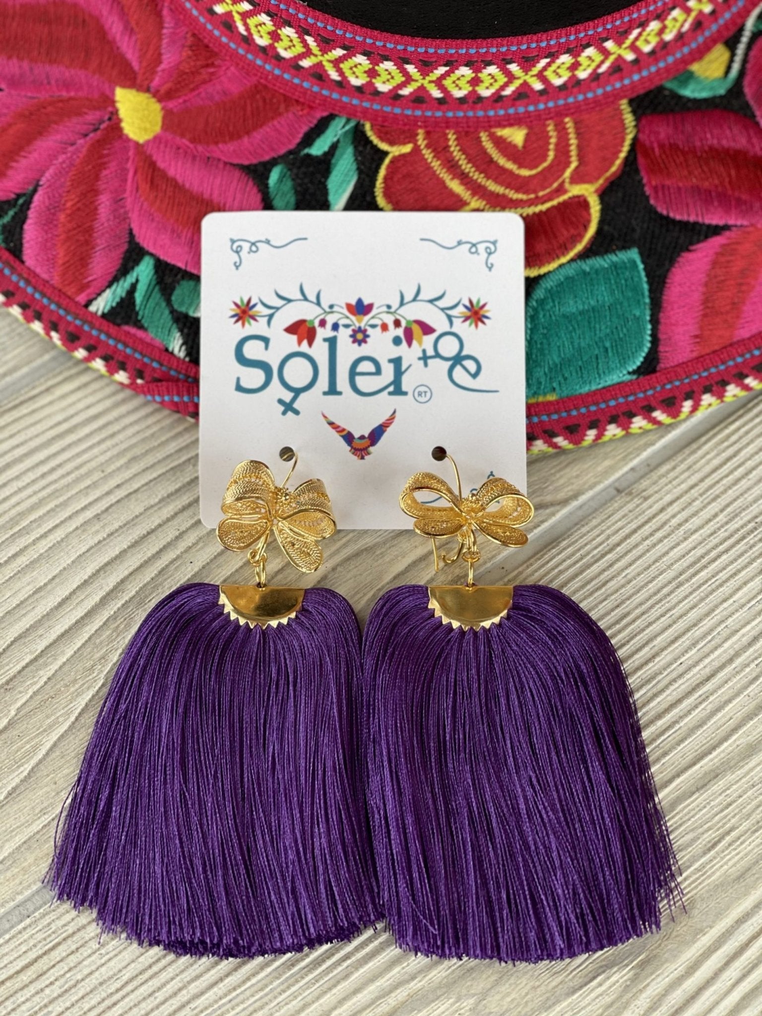 Cascada Model Filigree Tassel Drop Earrings. Colorful Mexican Earrings for Women - Solei Store