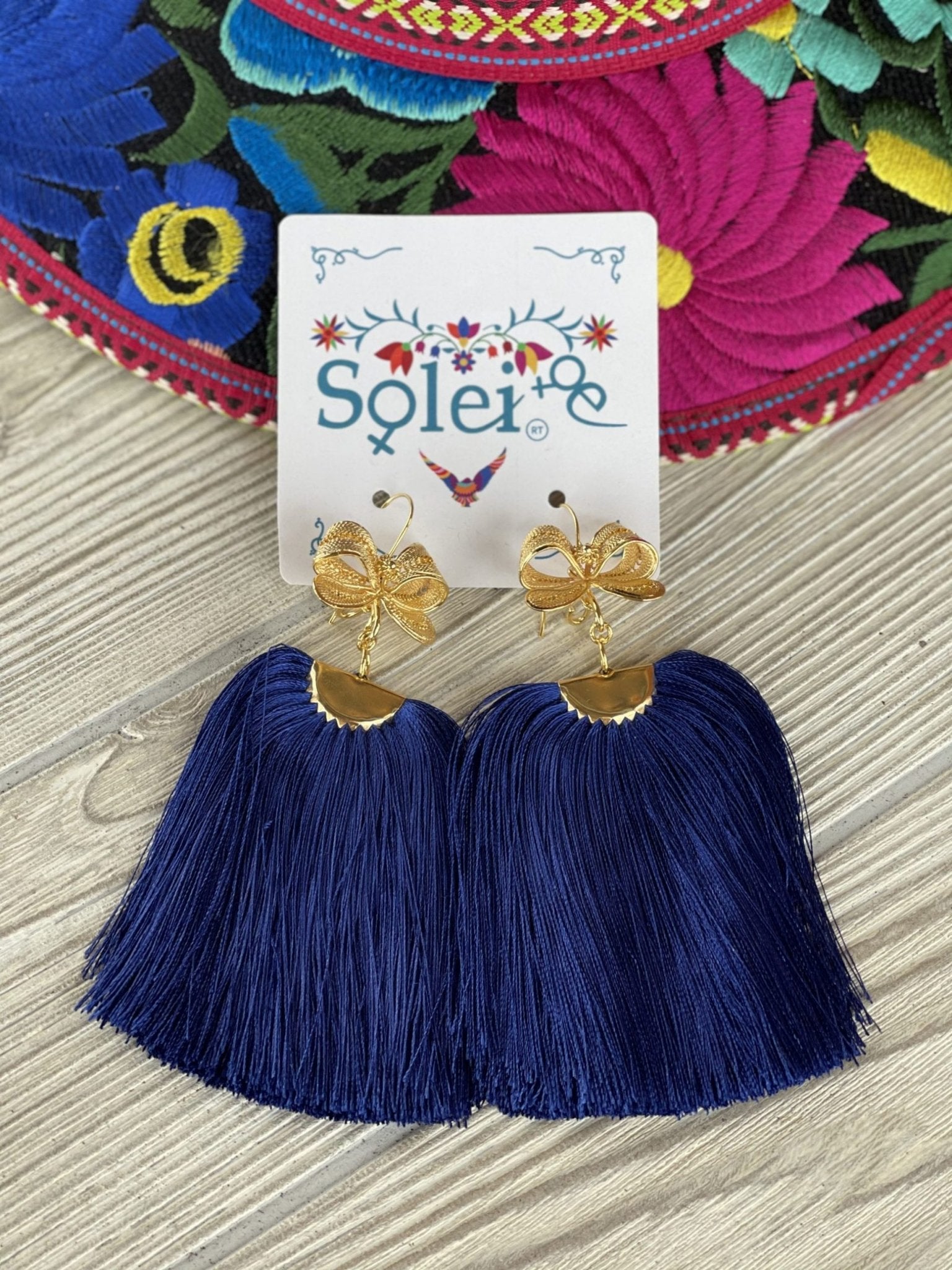 Cascada Model Filigree Tassel Drop Earrings. Colorful Mexican Earrings for Women - Solei Store