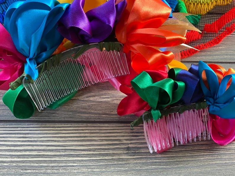 Colorful Mexican Hair Comb. Tocado Chiapaneco - Solei Store