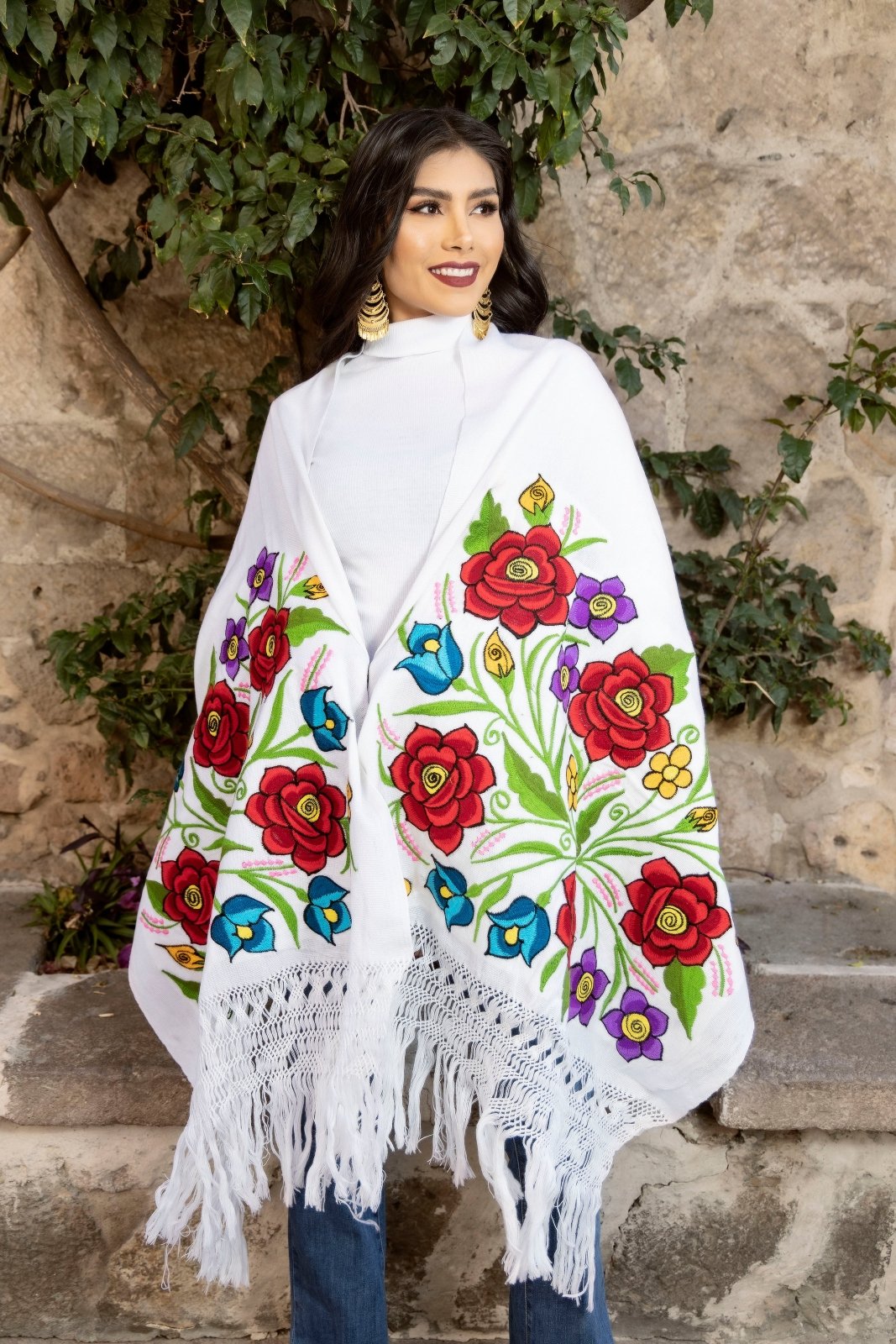 ALKIMIA INC Mexicaanse Handgemaakte Katoenen Rebozo Sjaal, Zwart, L ALKIMIA INC Mexicaanse Handgemaakte Katoenen Rebozo Sjaal, Zwart, L
