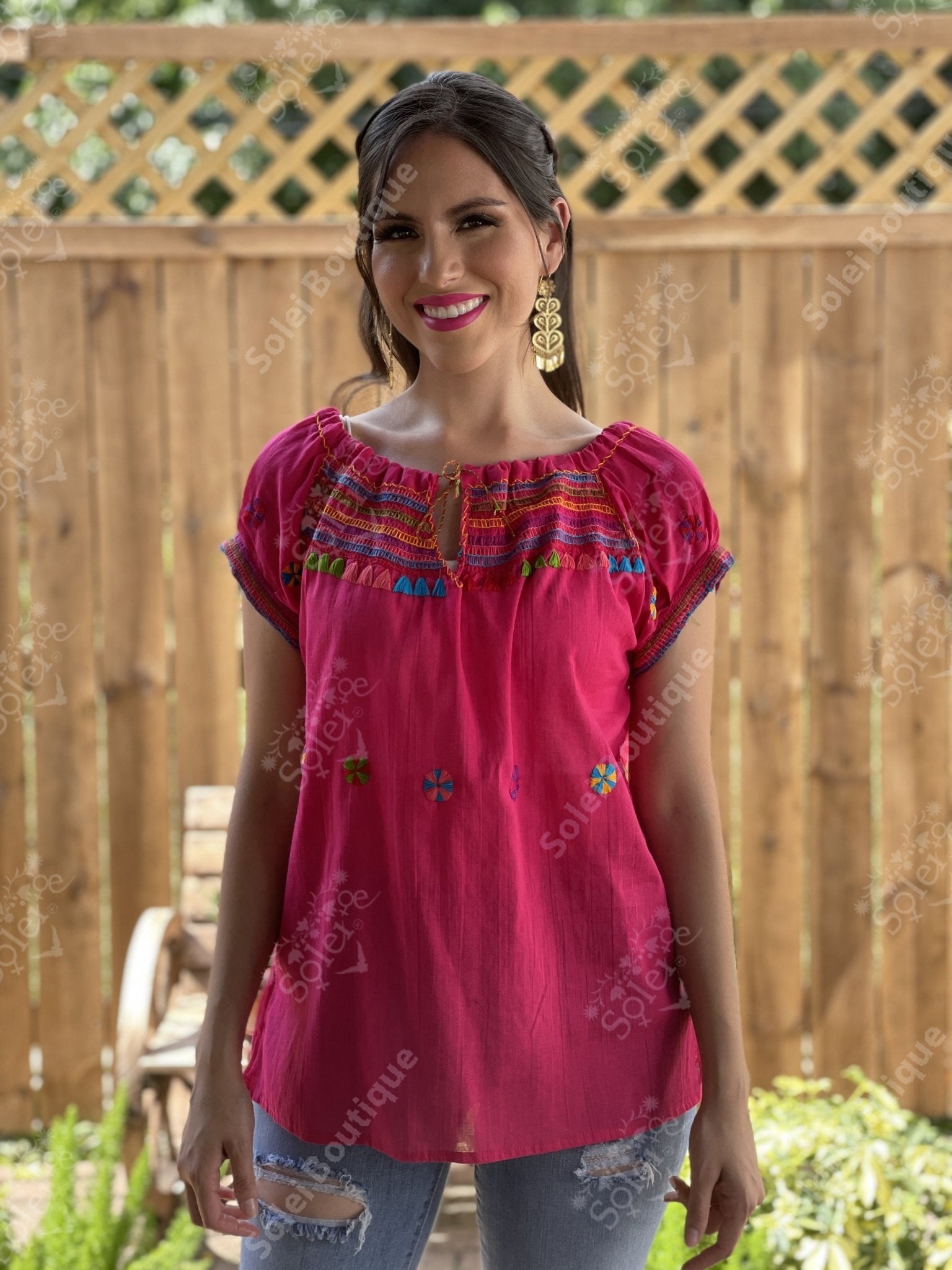 Ethnic Style Embroidered Mexican Patzcuaro Blouse - Solei Store