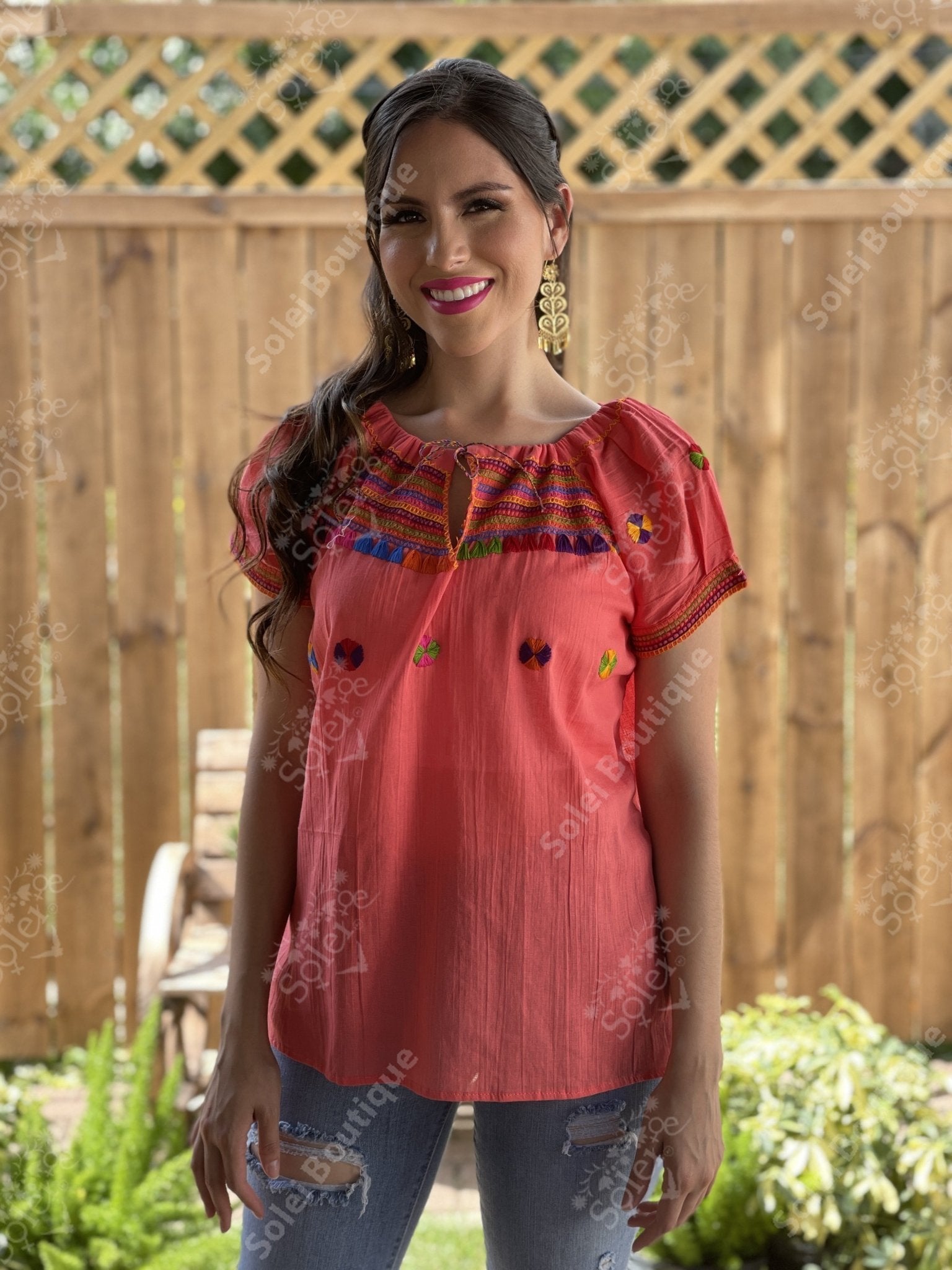Ethnic Style Embroidered Mexican Patzcuaro Blouse - Solei Store