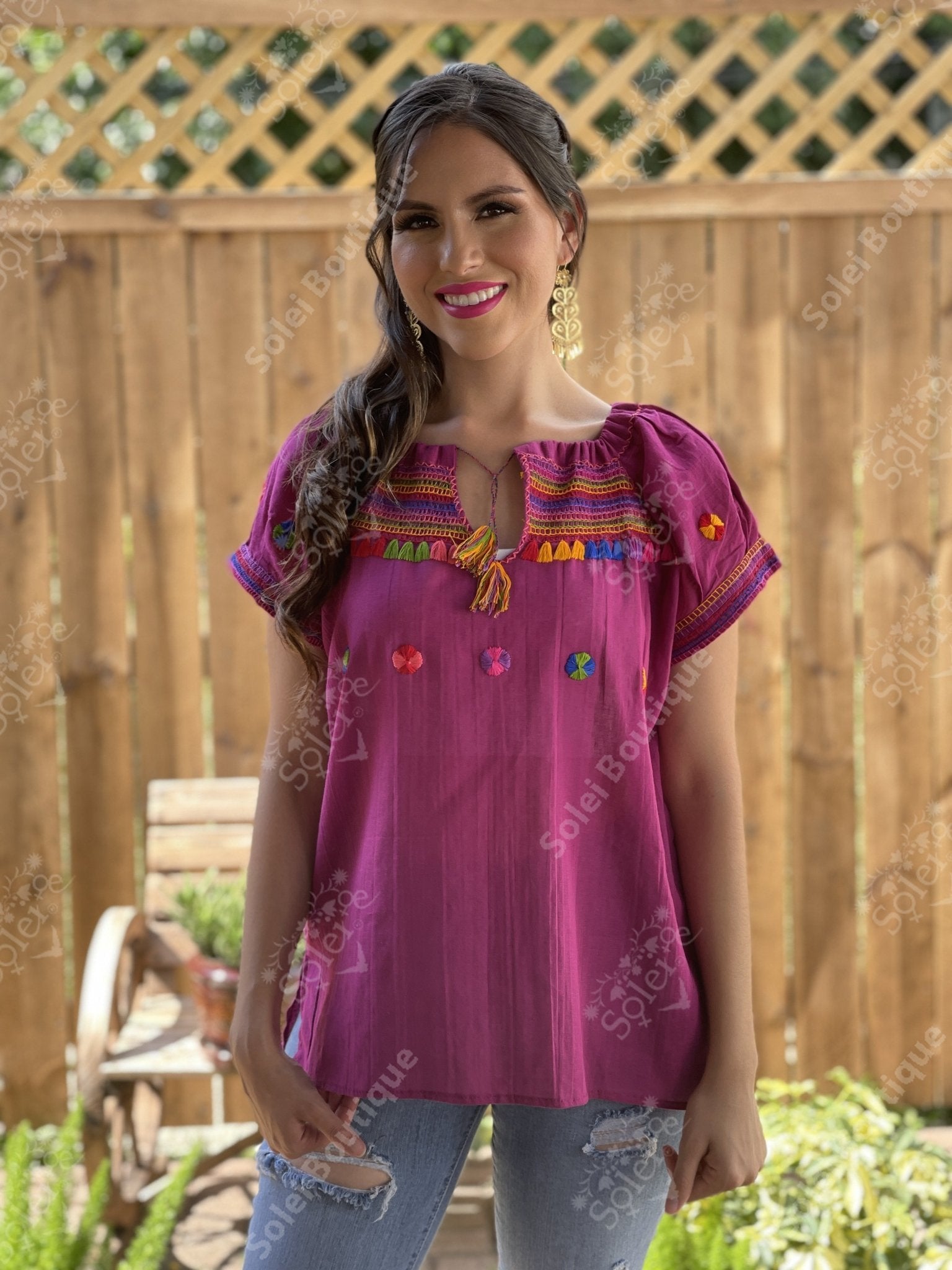 Ethnic Style Embroidered Mexican Patzcuaro Blouse - Solei Store