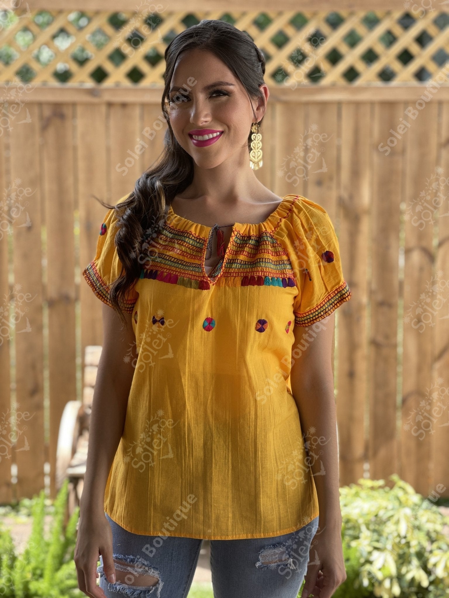 Ethnic Style Embroidered Mexican Patzcuaro Blouse - Solei Store