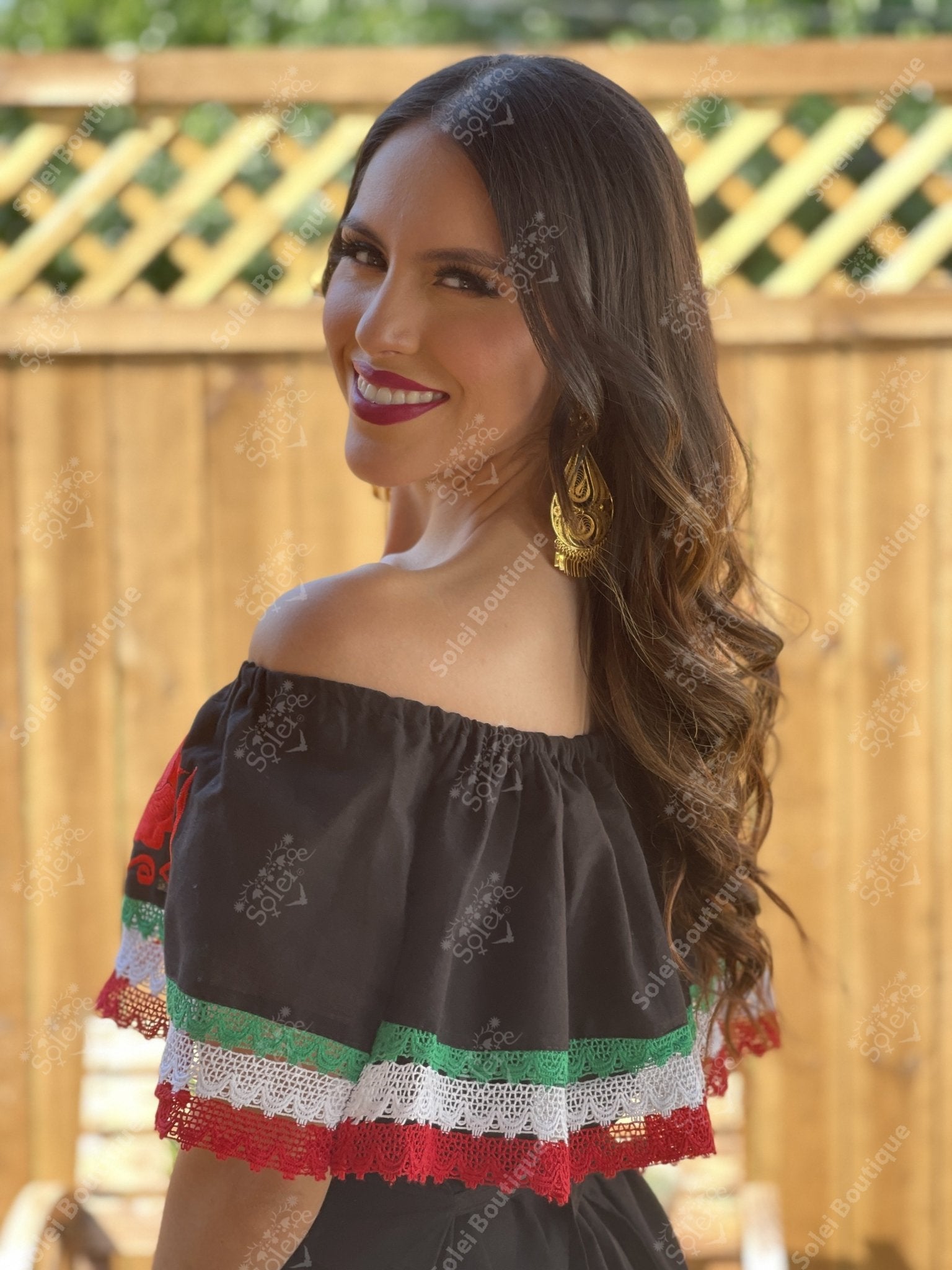 Fiestas Patrias Campesino Dress. Mexican Dress. Mexican Independence Day Dress. Artisanal Tricolor Dress. Beautiful Mexican Fiesta Dress. - Solei Store