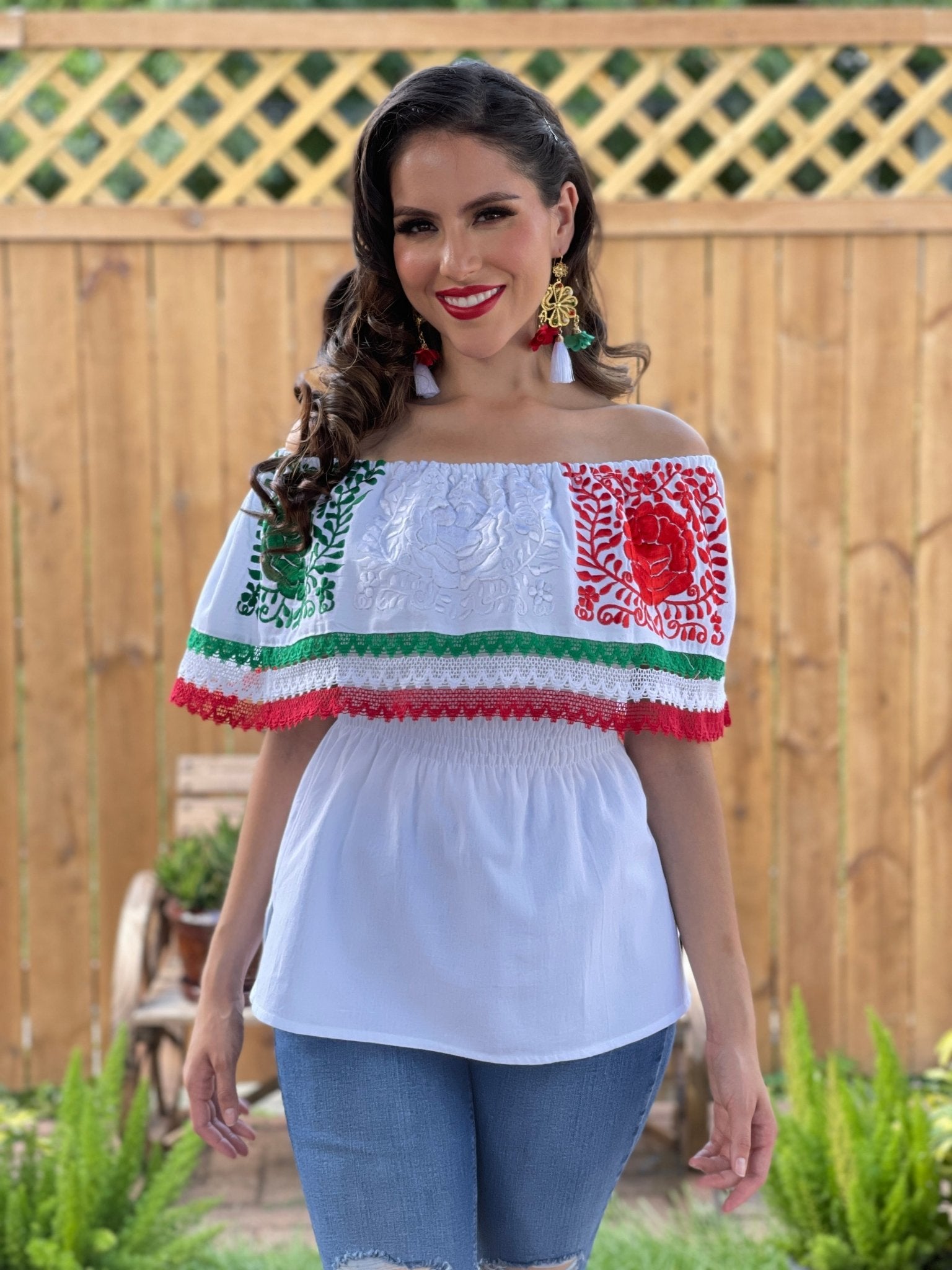 Floral Embroidered Mexican Independence Day Blouse. Blusa Patria - Solei Store