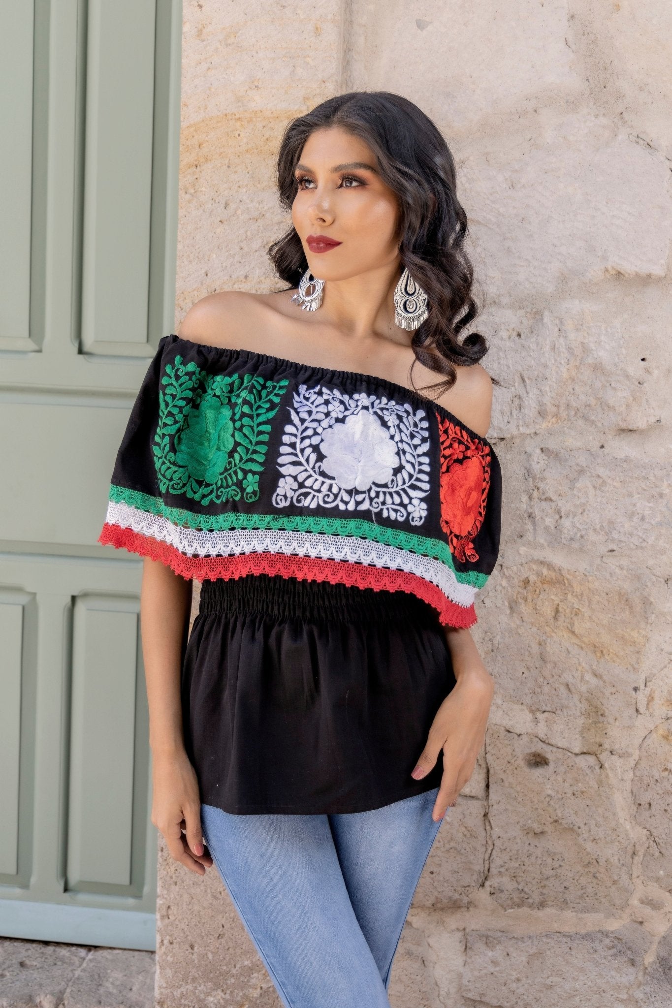 Floral Embroidered Mexican Independence Day Blouse. Blusa Patria - Solei Store