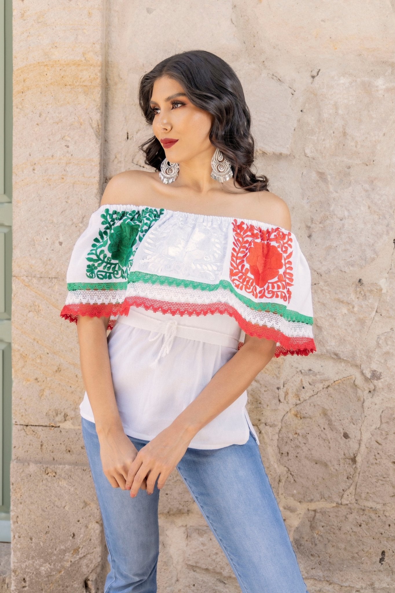 Floral Embroidered Mexican Independence Day Blouse. Blusa Patria - Solei Store