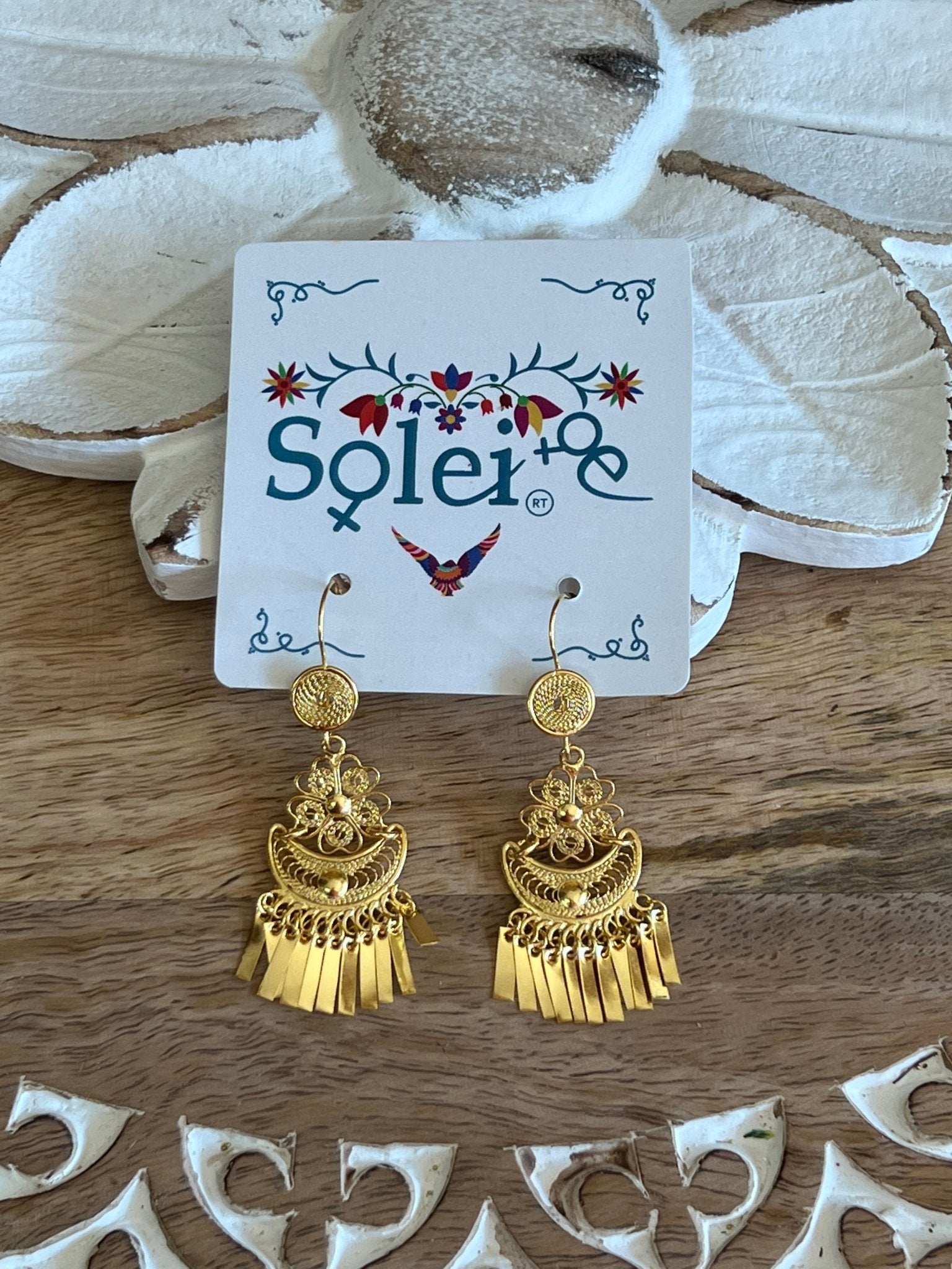 Floral Hammock Style Filigree Earrings. Aretes Hamaca Margarita. - Solei Store
