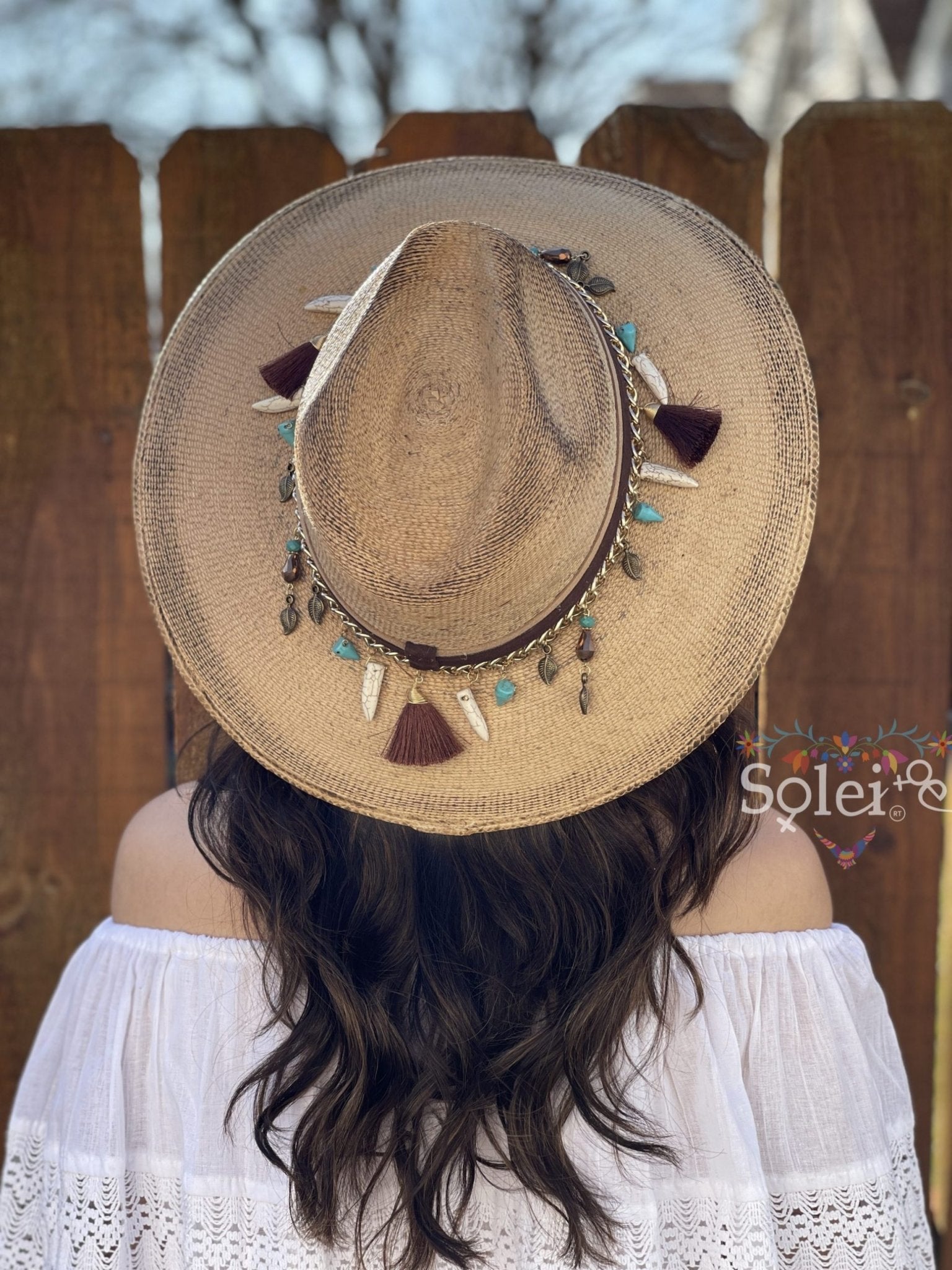 Fossil Sombrero. Mexican Palm Hat with Charms. - Solei Store