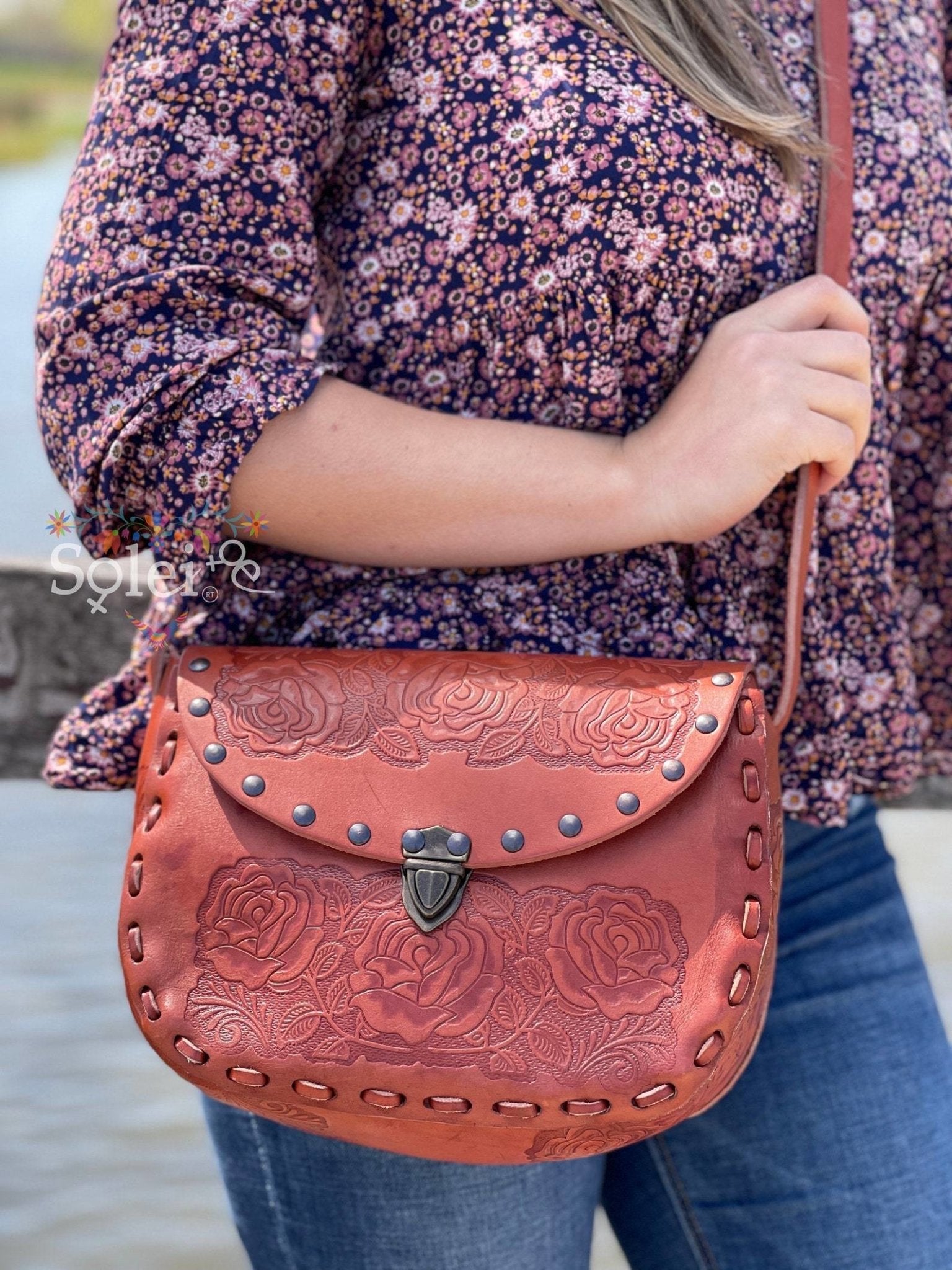 Genuine Artisanal Mexican Die Cut Leather Purse. Bolsa Troquelada Large - Solei Store
