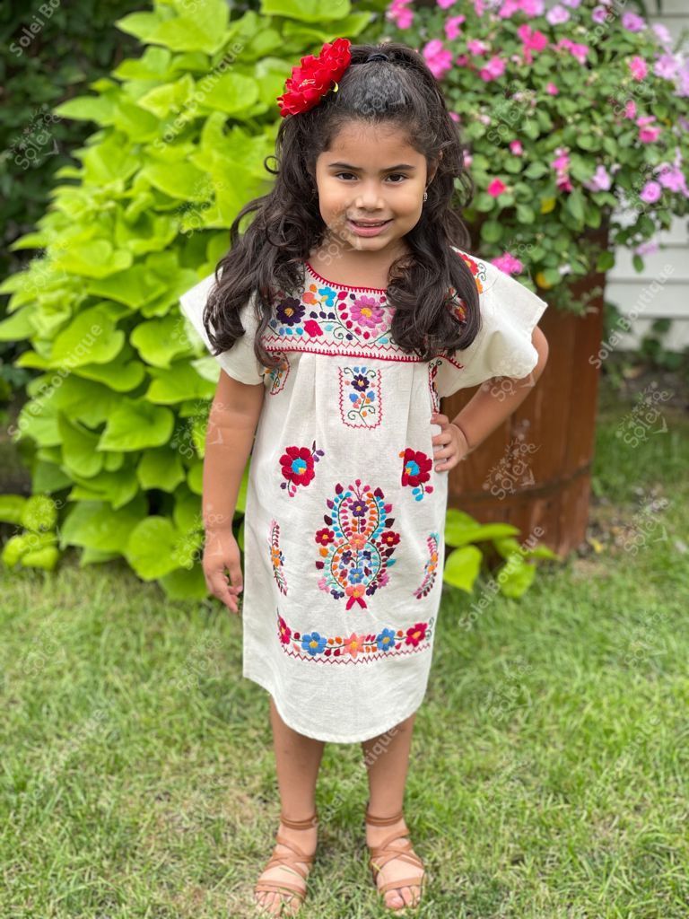 Girl’s Mexican Embroidered Dress - Solei Store