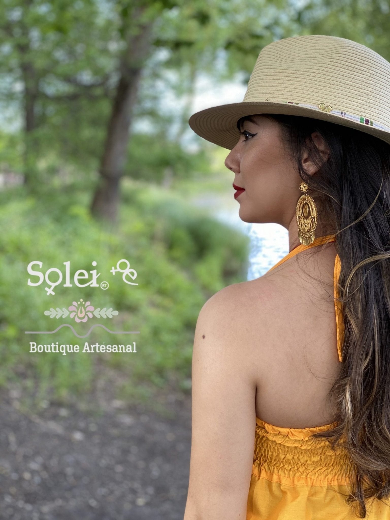 Halter strap neck dress, hand embroidered floral dress. - Solei Store